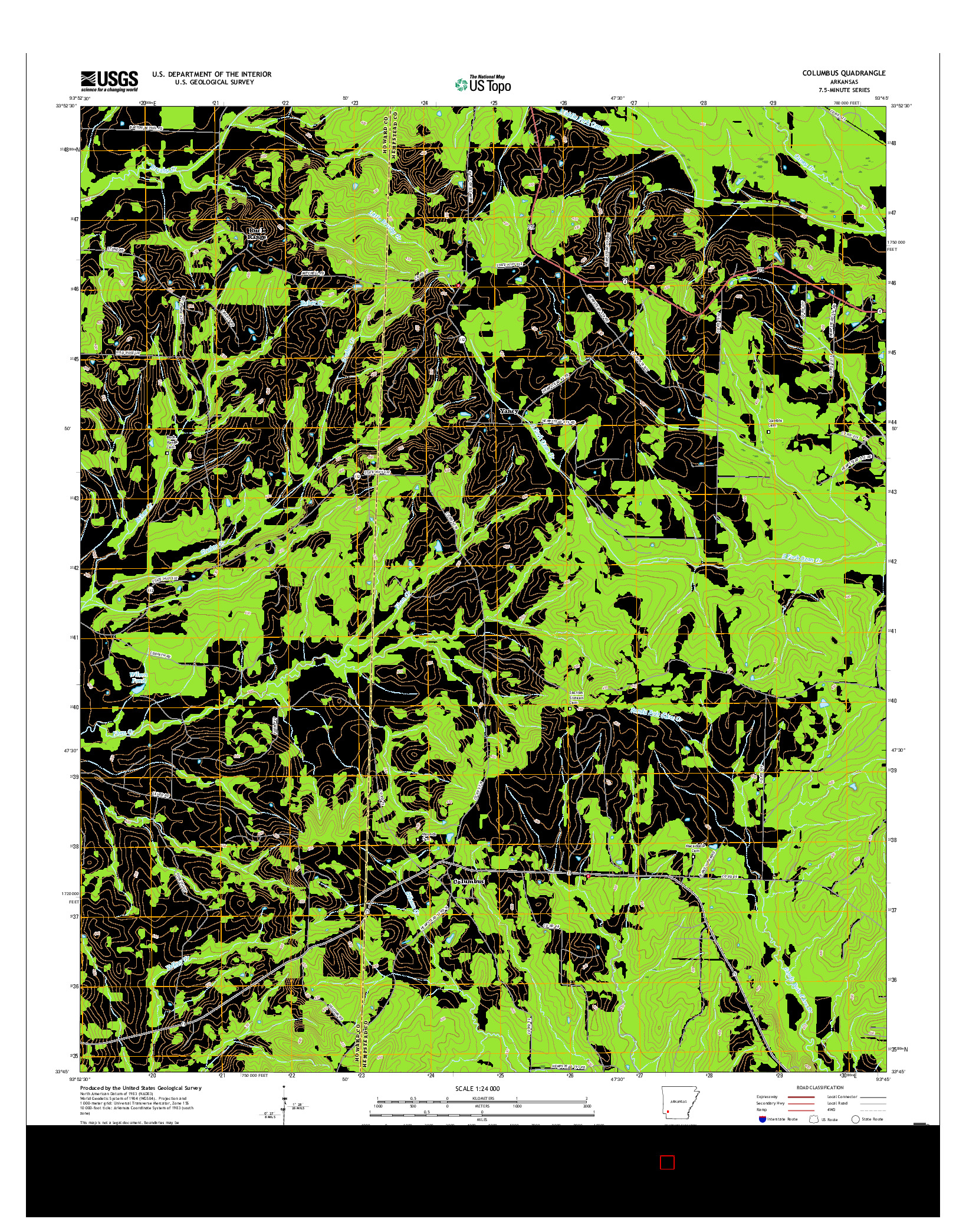 USGS US TOPO 7.5-MINUTE MAP FOR COLUMBUS, AR 2017