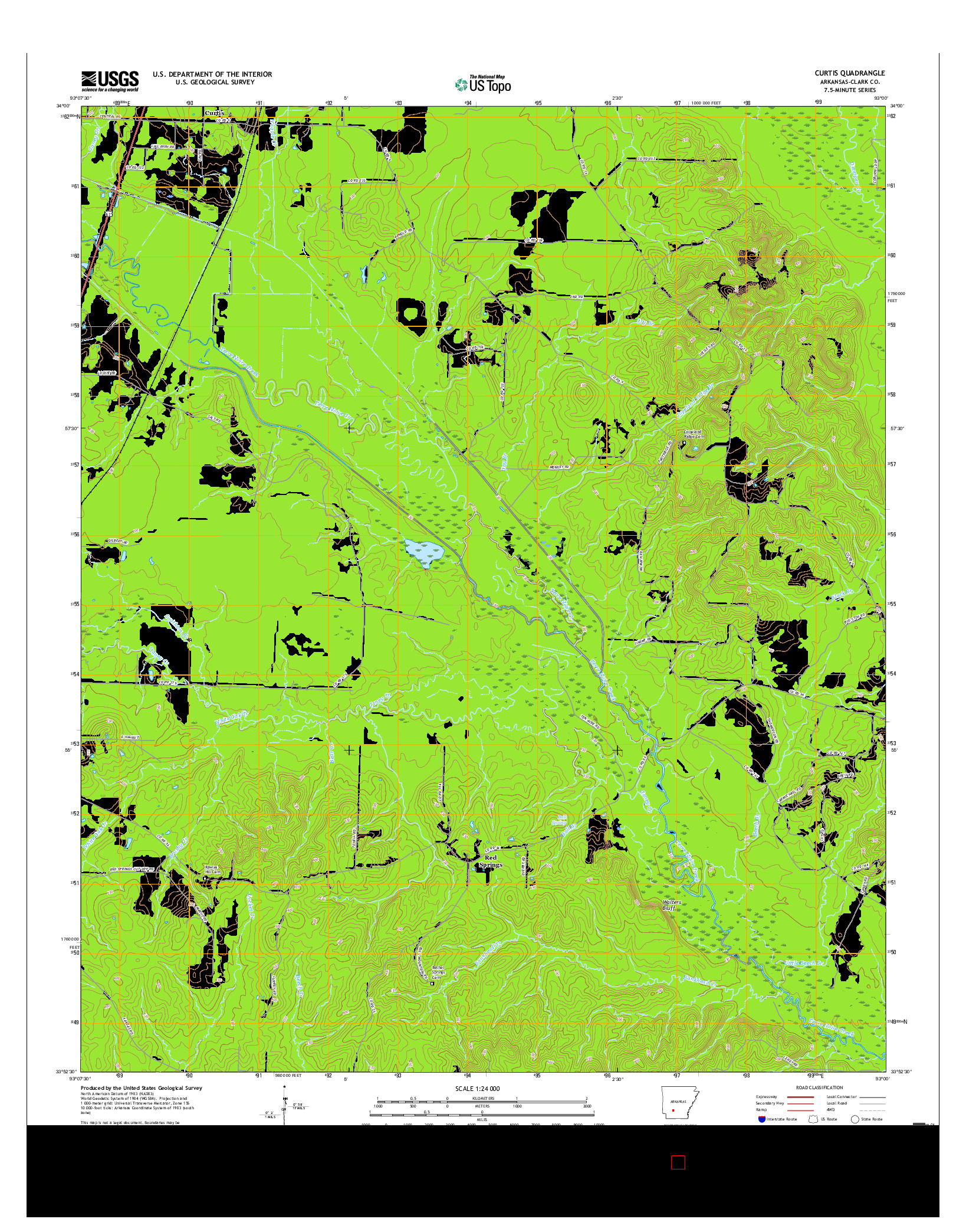 USGS US TOPO 7.5-MINUTE MAP FOR CURTIS, AR 2017