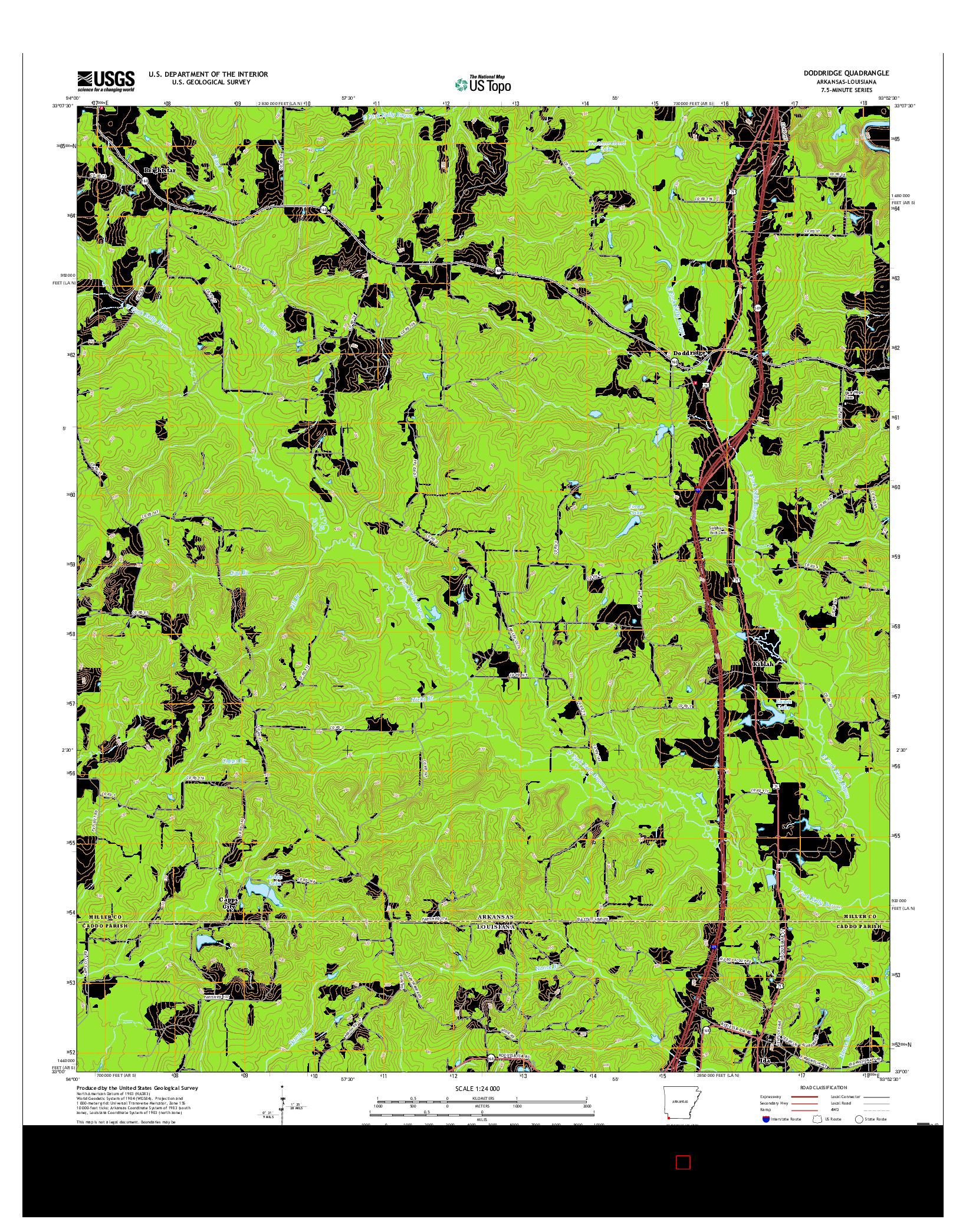 USGS US TOPO 7.5-MINUTE MAP FOR DODDRIDGE, AR-LA 2017