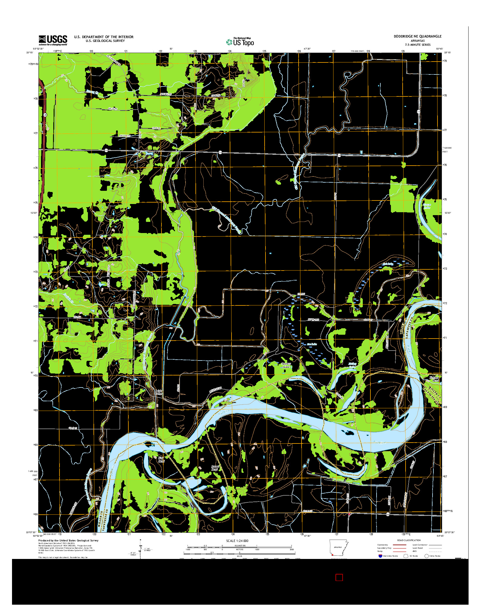 USGS US TOPO 7.5-MINUTE MAP FOR DODDRIDGE NE, AR 2017