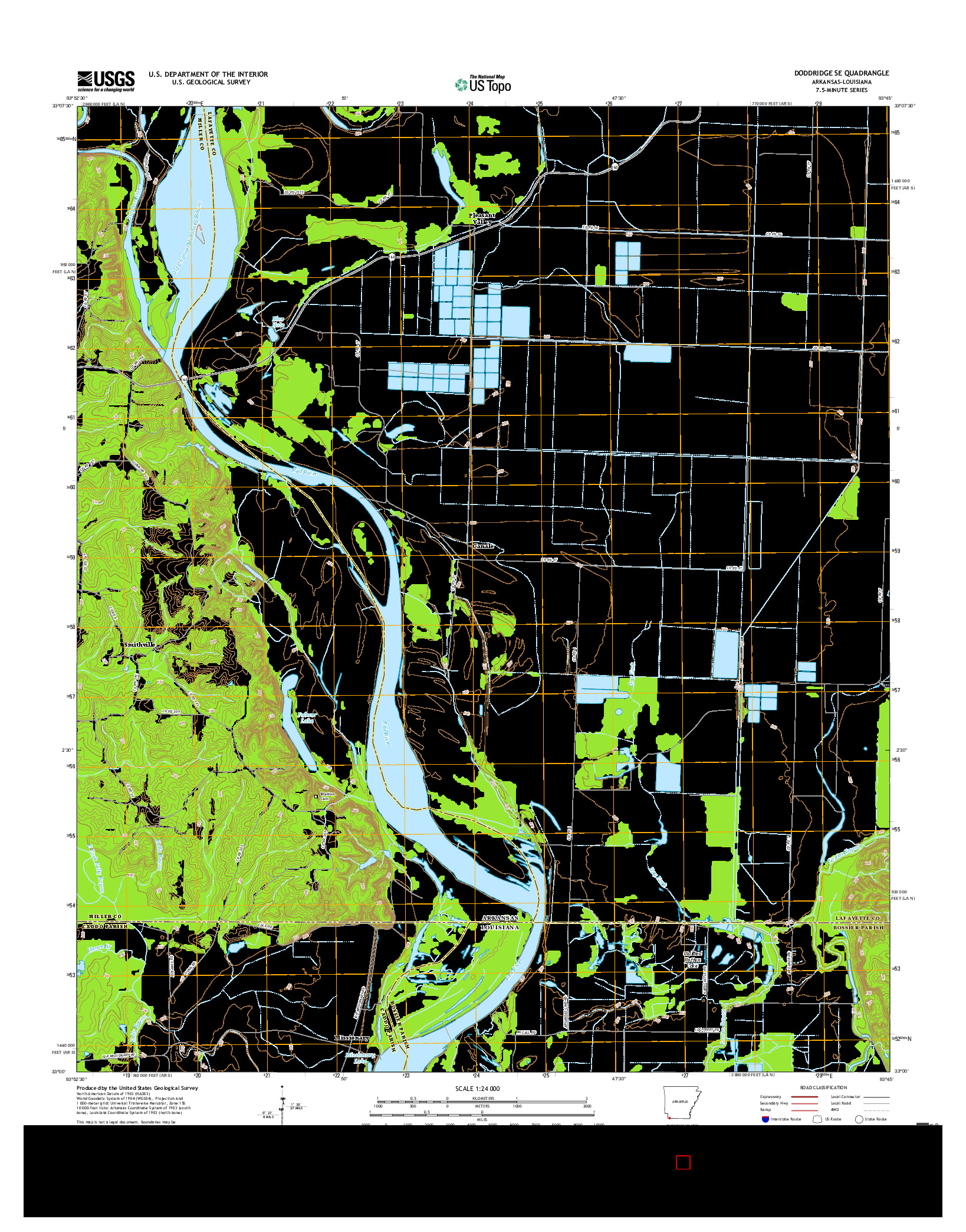 USGS US TOPO 7.5-MINUTE MAP FOR DODDRIDGE SE, AR-LA 2017