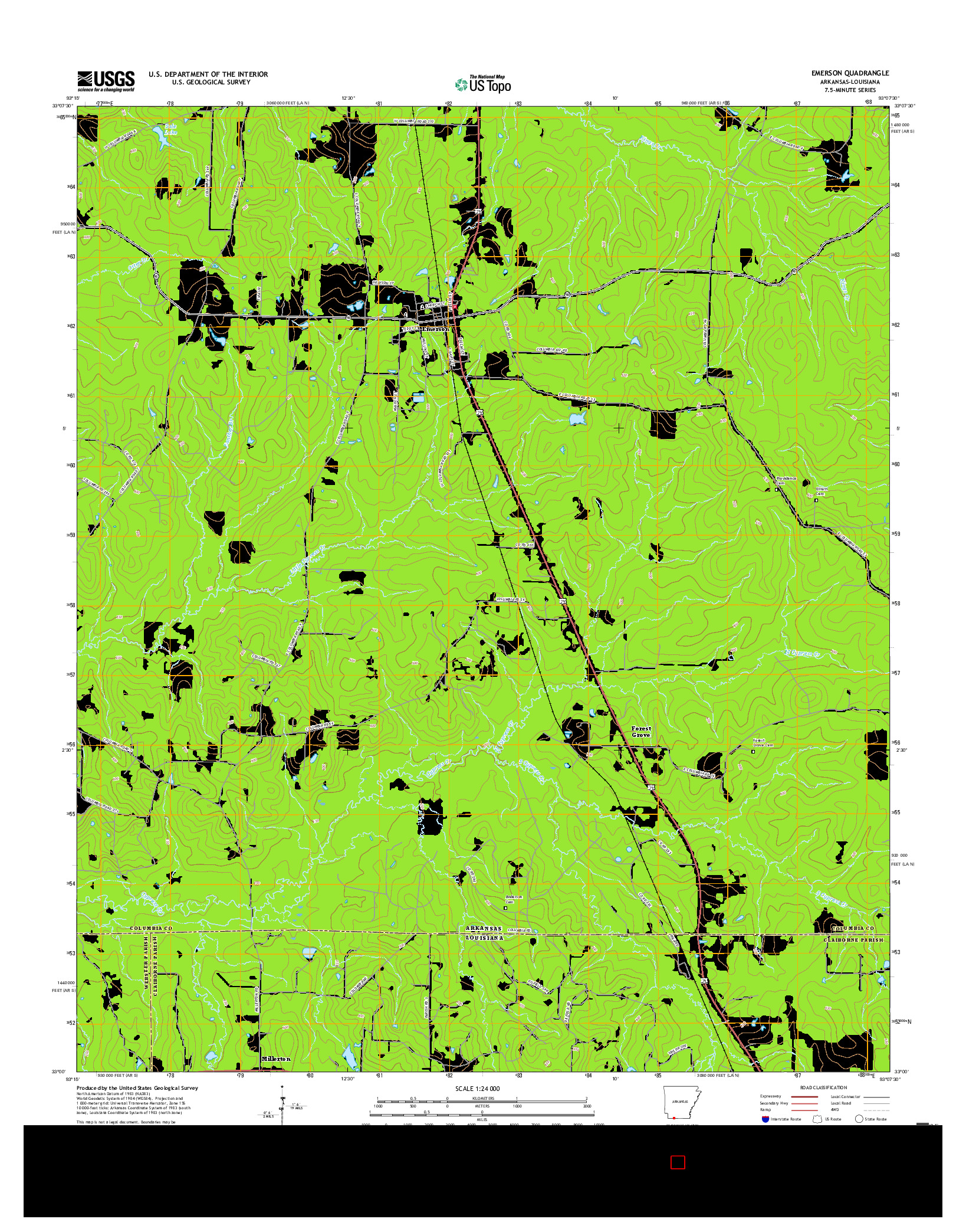 USGS US TOPO 7.5-MINUTE MAP FOR EMERSON, AR-LA 2017