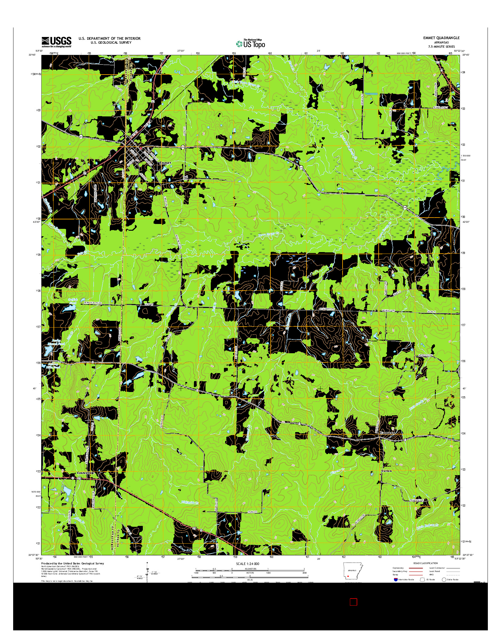 USGS US TOPO 7.5-MINUTE MAP FOR EMMET, AR 2017