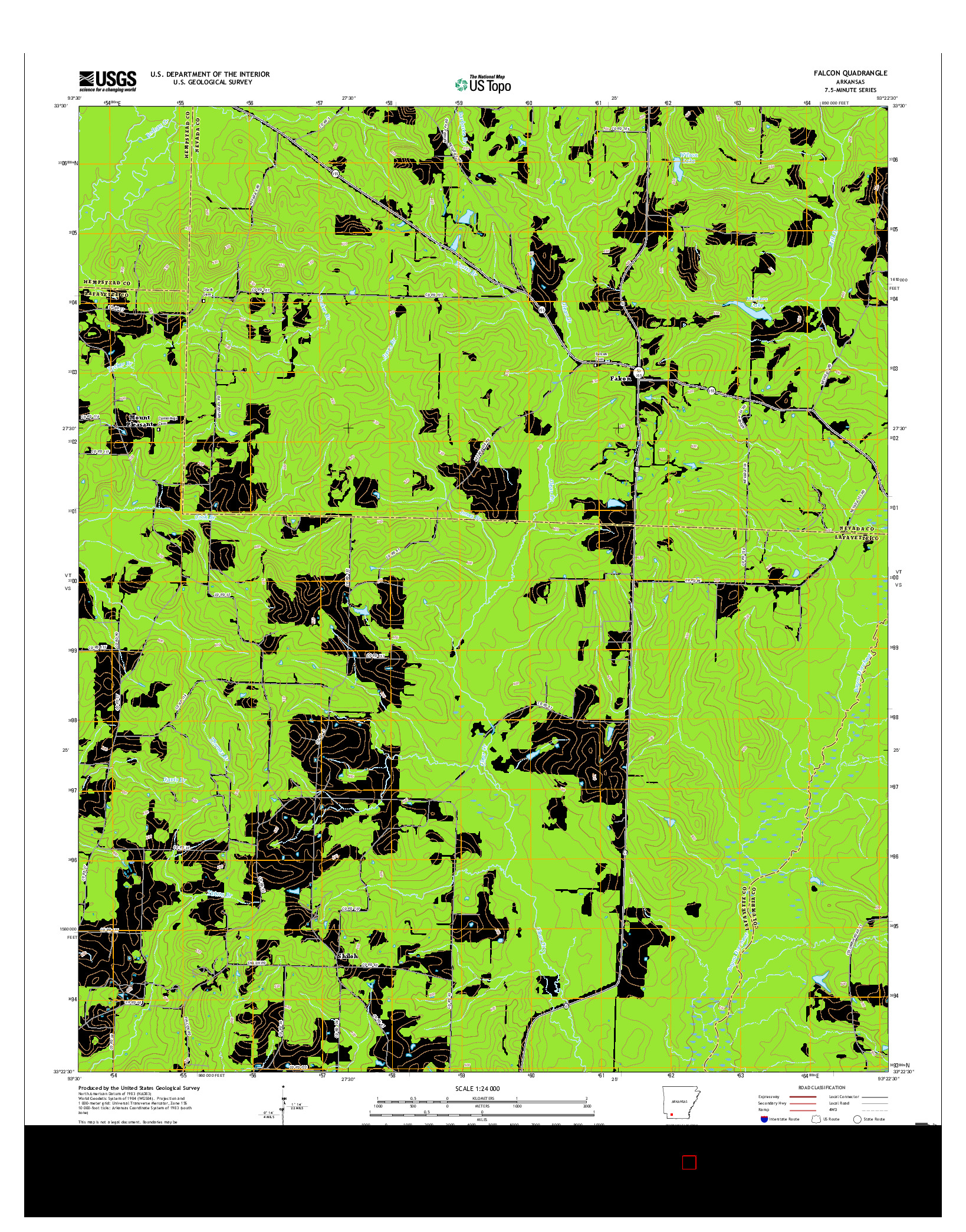 USGS US TOPO 7.5-MINUTE MAP FOR FALCON, AR 2017