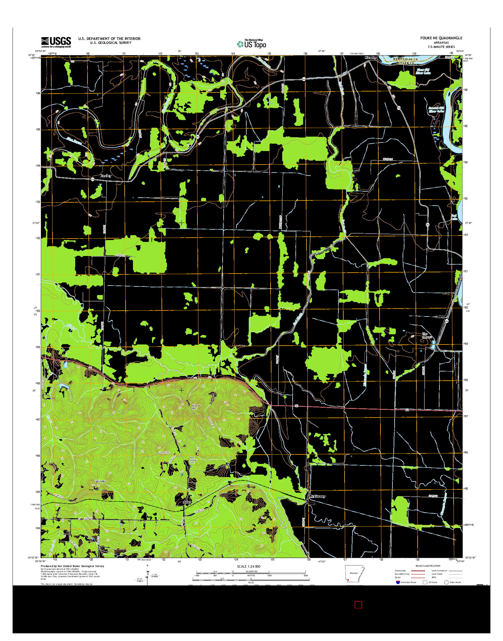 USGS US TOPO 7.5-MINUTE MAP FOR FOUKE NE, AR 2017