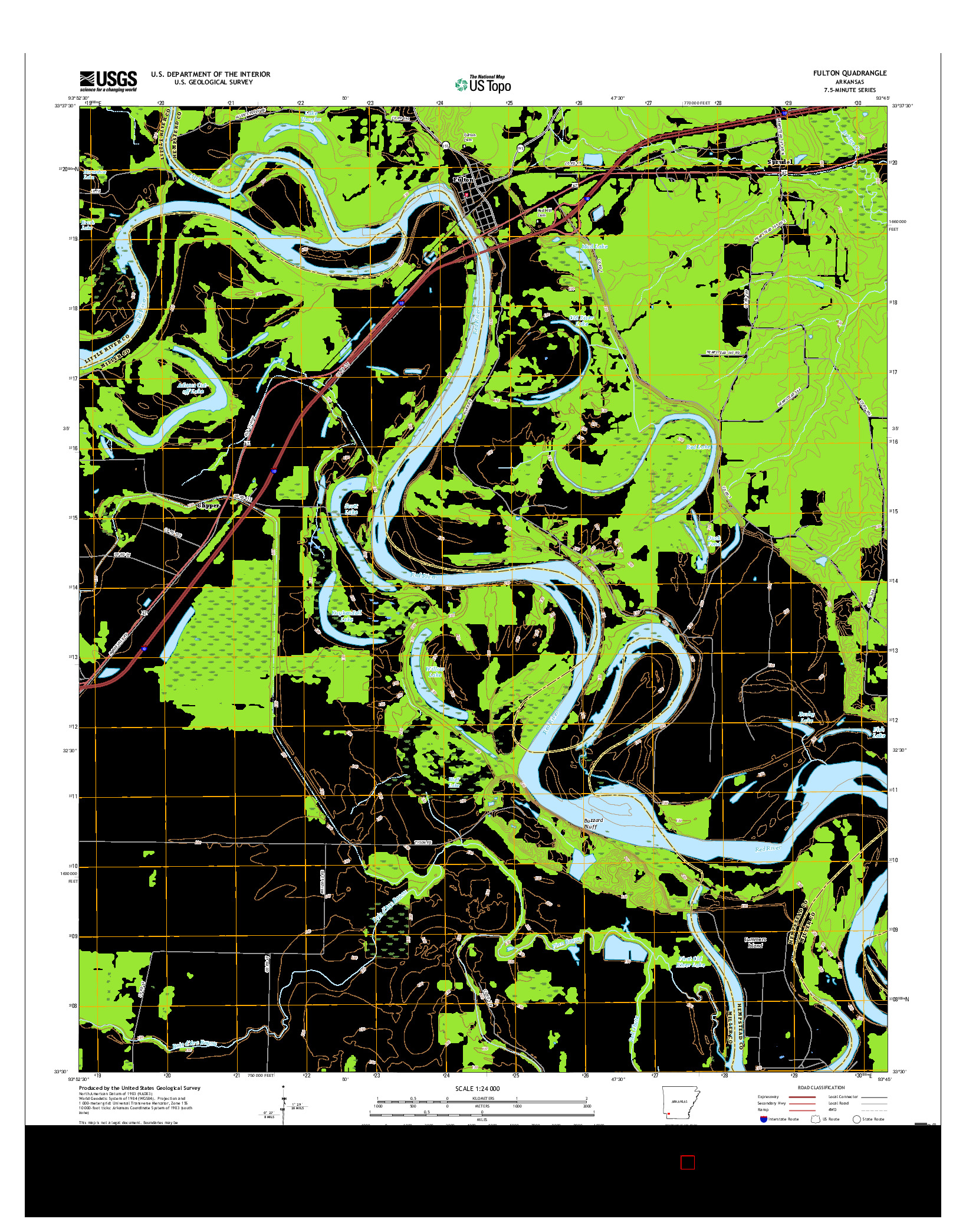 USGS US TOPO 7.5-MINUTE MAP FOR FULTON, AR 2017