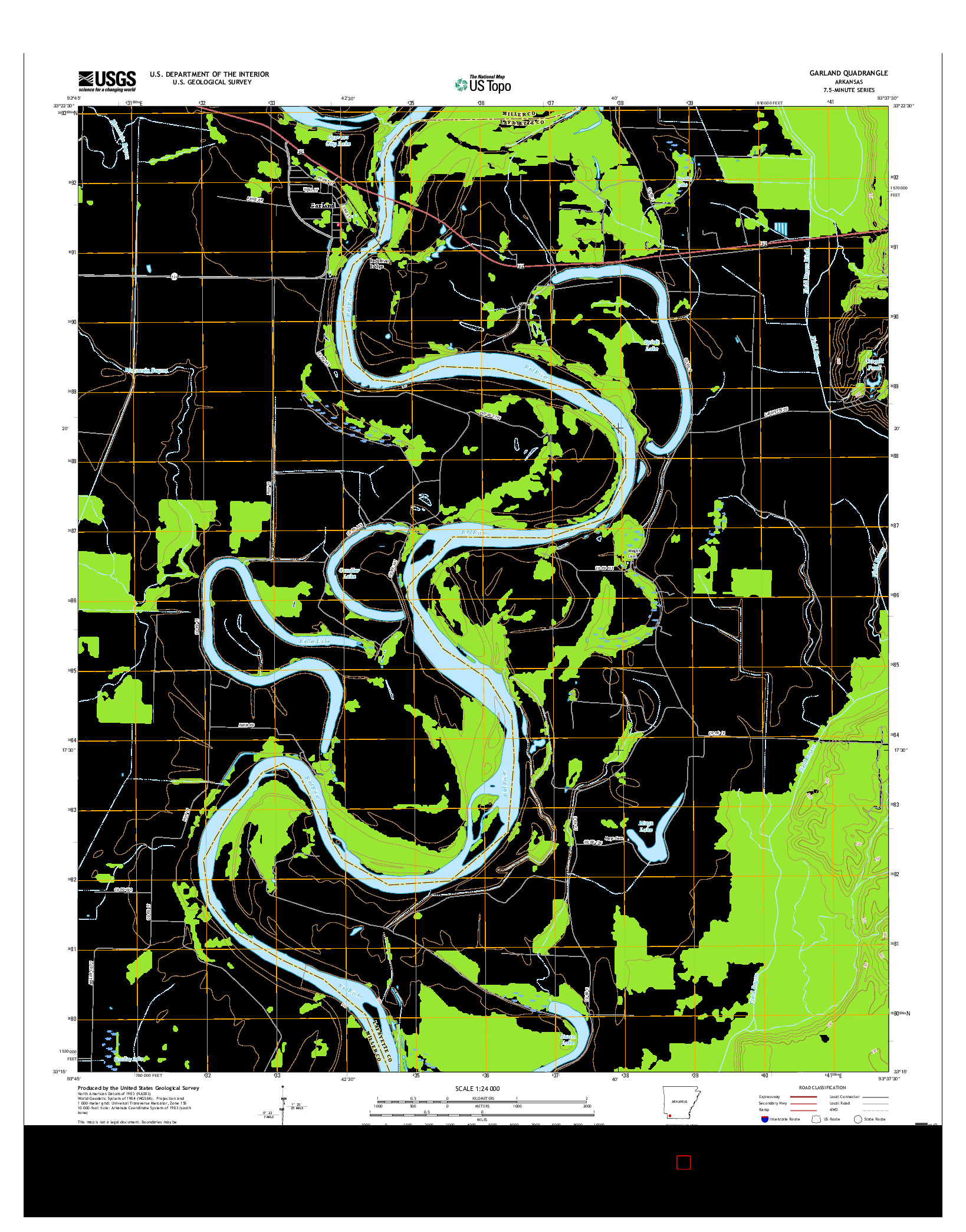 USGS US TOPO 7.5-MINUTE MAP FOR GARLAND, AR 2017