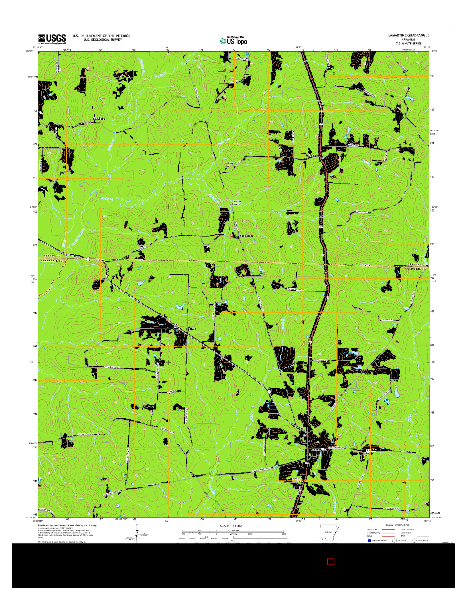 USGS US TOPO 7.5-MINUTE MAP FOR LAMARTINE, AR 2017