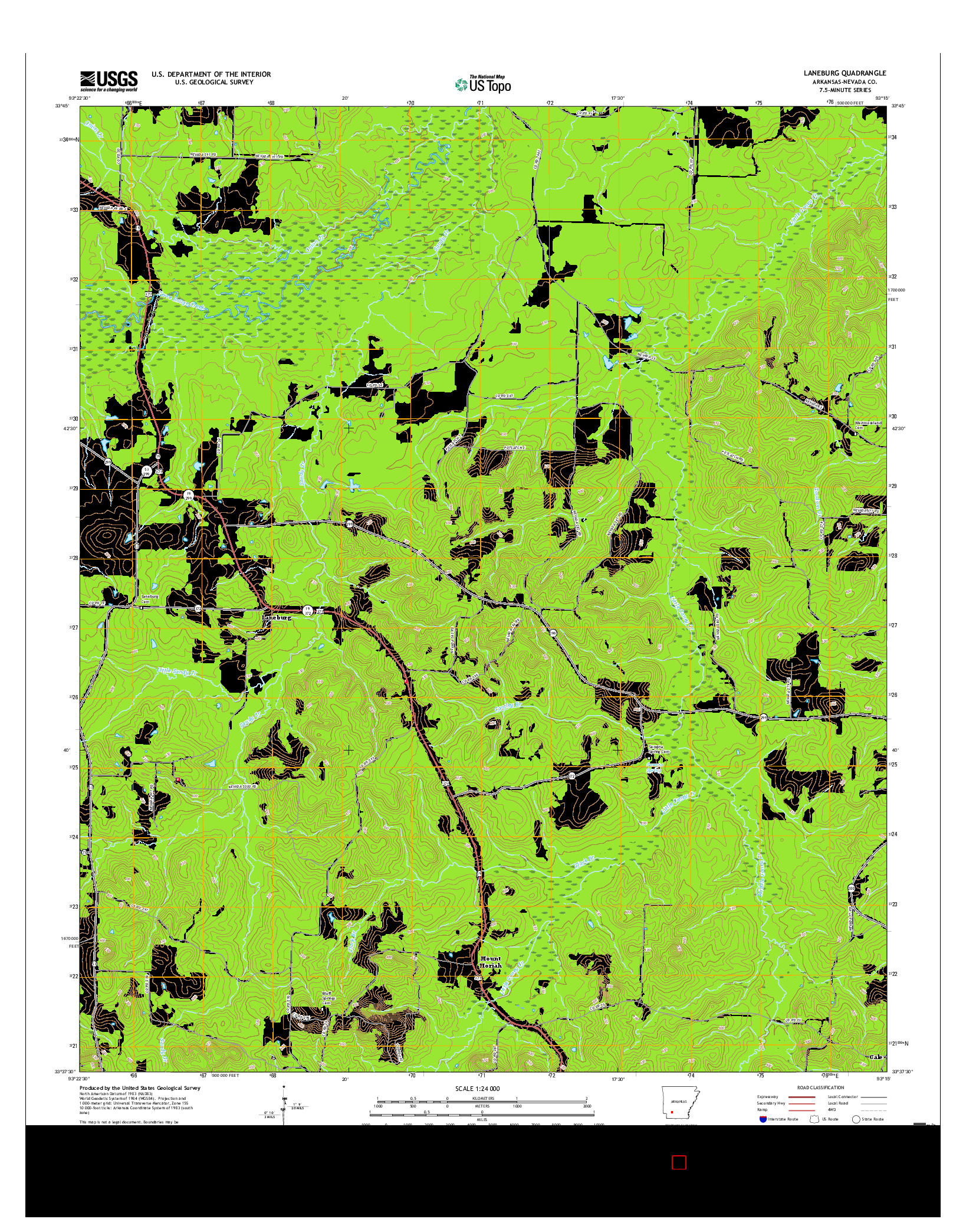 USGS US TOPO 7.5-MINUTE MAP FOR LANEBURG, AR 2017