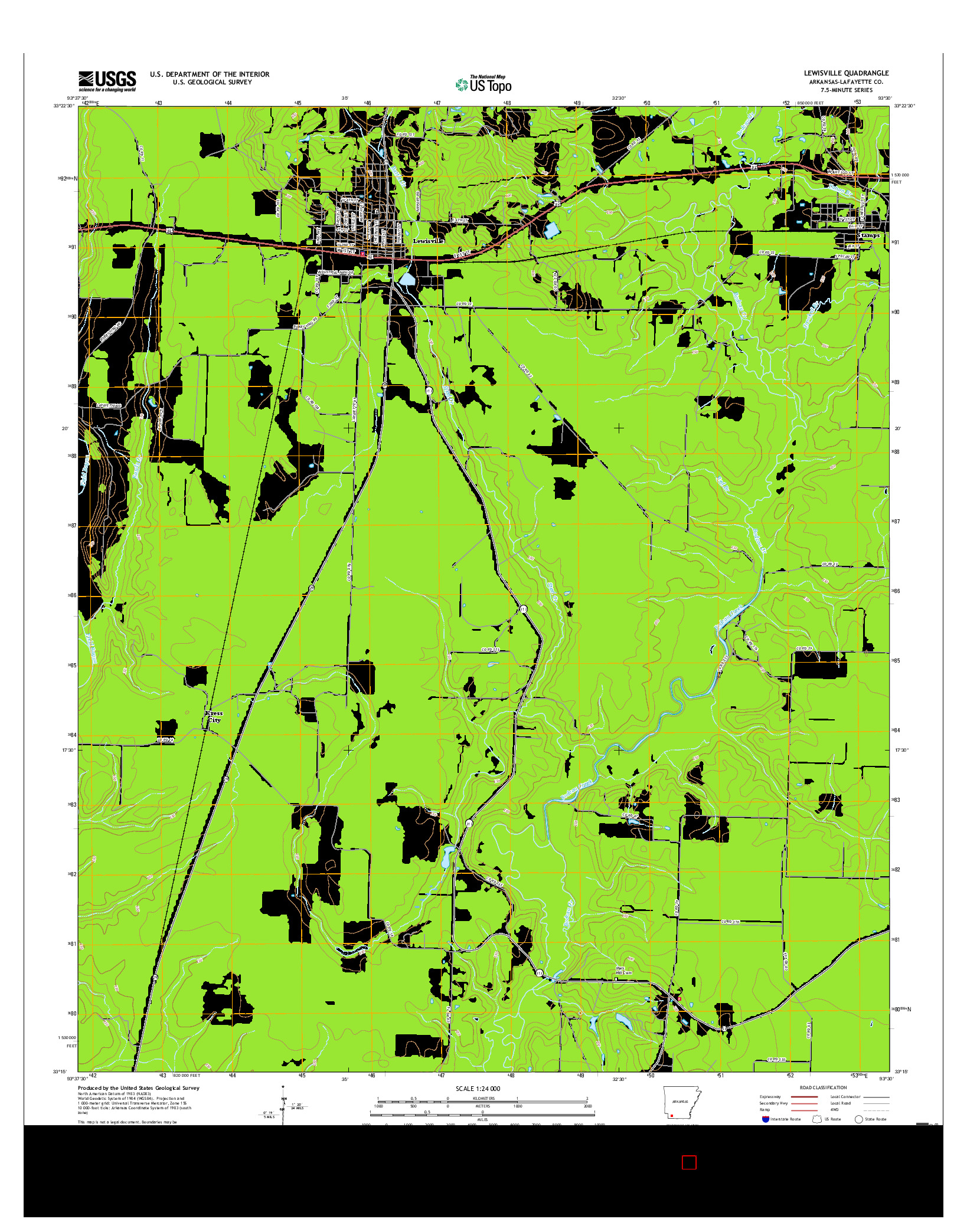 USGS US TOPO 7.5-MINUTE MAP FOR LEWISVILLE, AR 2017