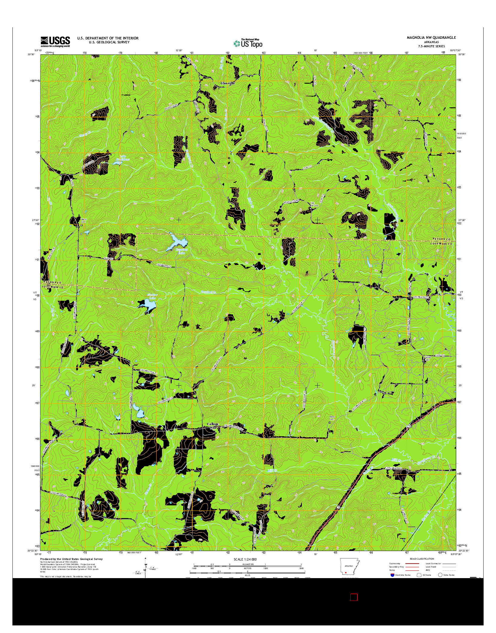 USGS US TOPO 7.5-MINUTE MAP FOR MAGNOLIA NW, AR 2017