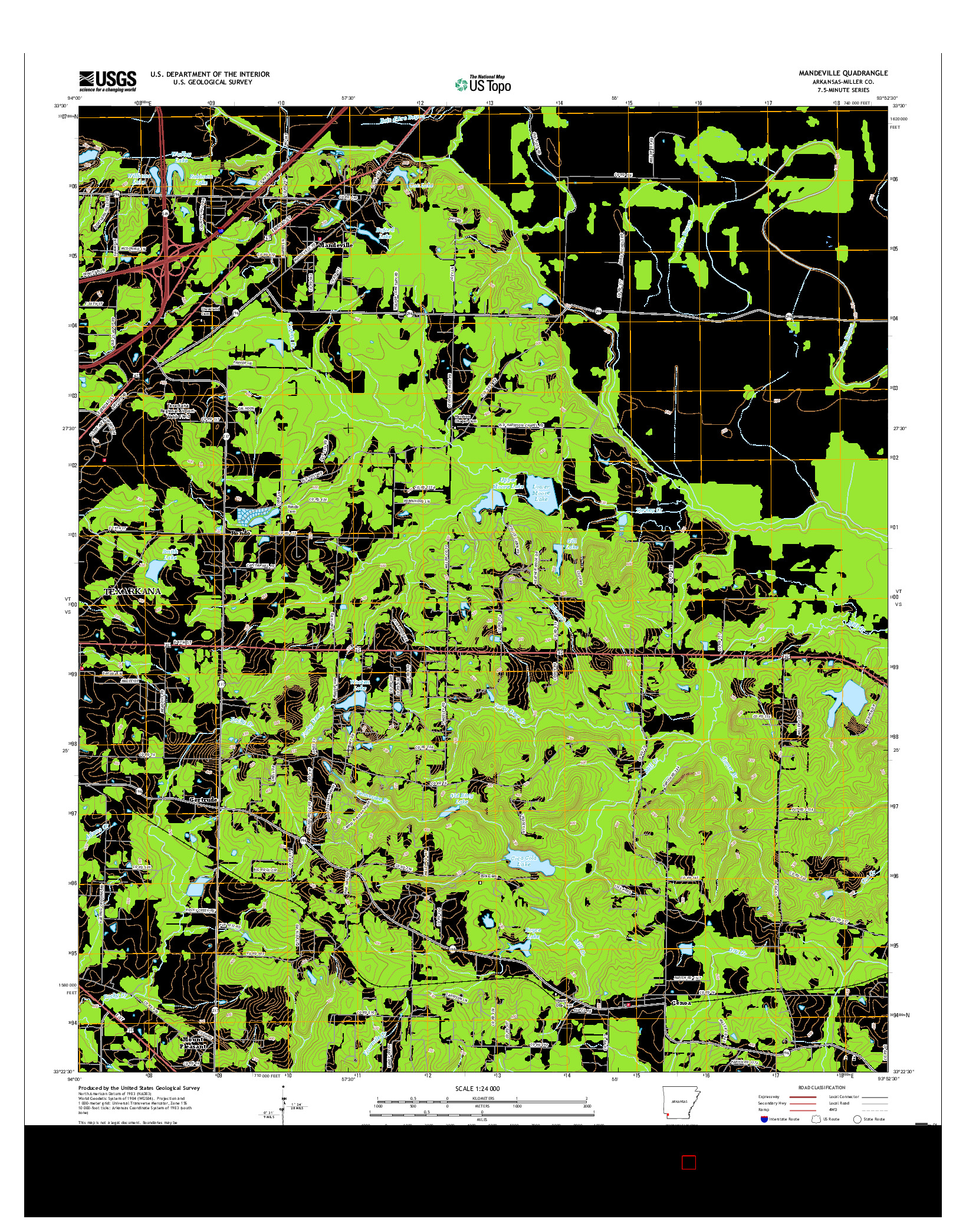 USGS US TOPO 7.5-MINUTE MAP FOR MANDEVILLE, AR 2017