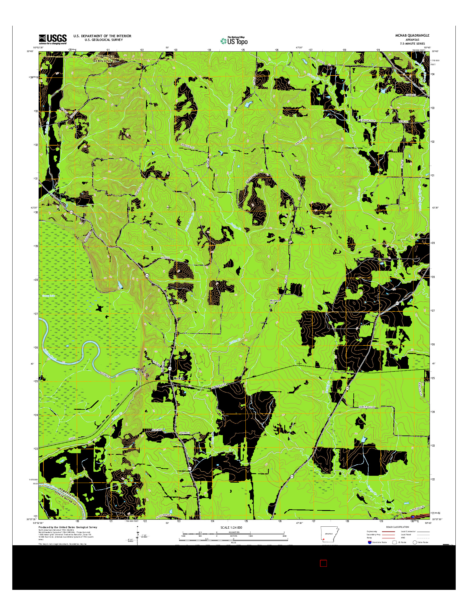 USGS US TOPO 7.5-MINUTE MAP FOR MCNAB, AR 2017