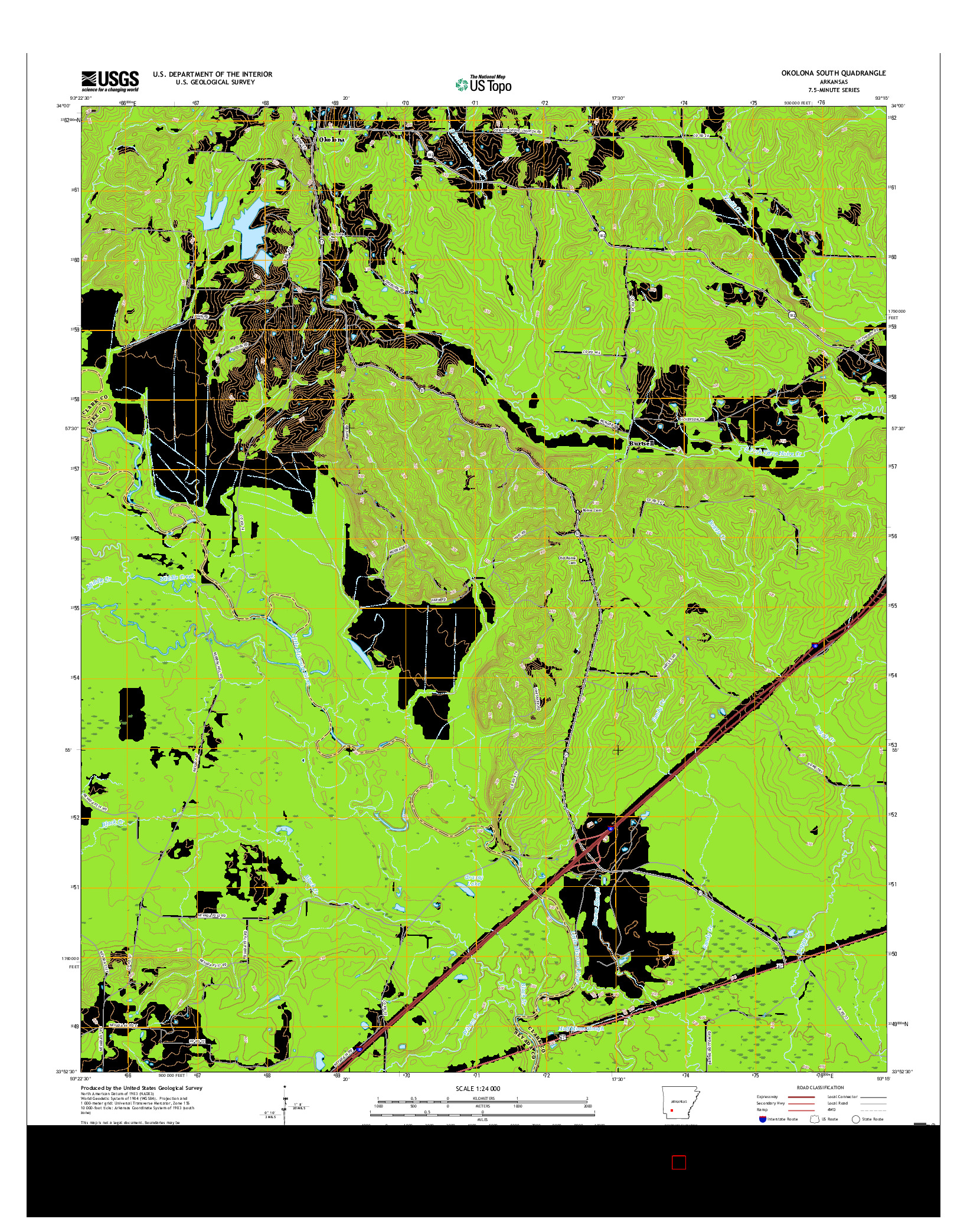 USGS US TOPO 7.5-MINUTE MAP FOR OKOLONA SOUTH, AR 2017