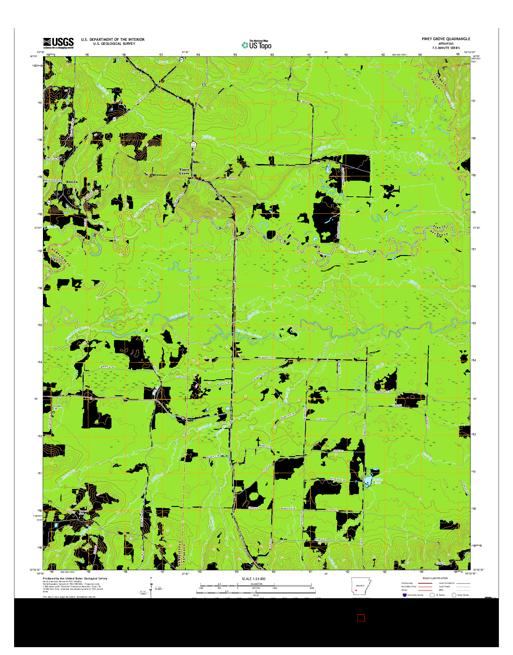 USGS US TOPO 7.5-MINUTE MAP FOR PINEY GROVE, AR 2017