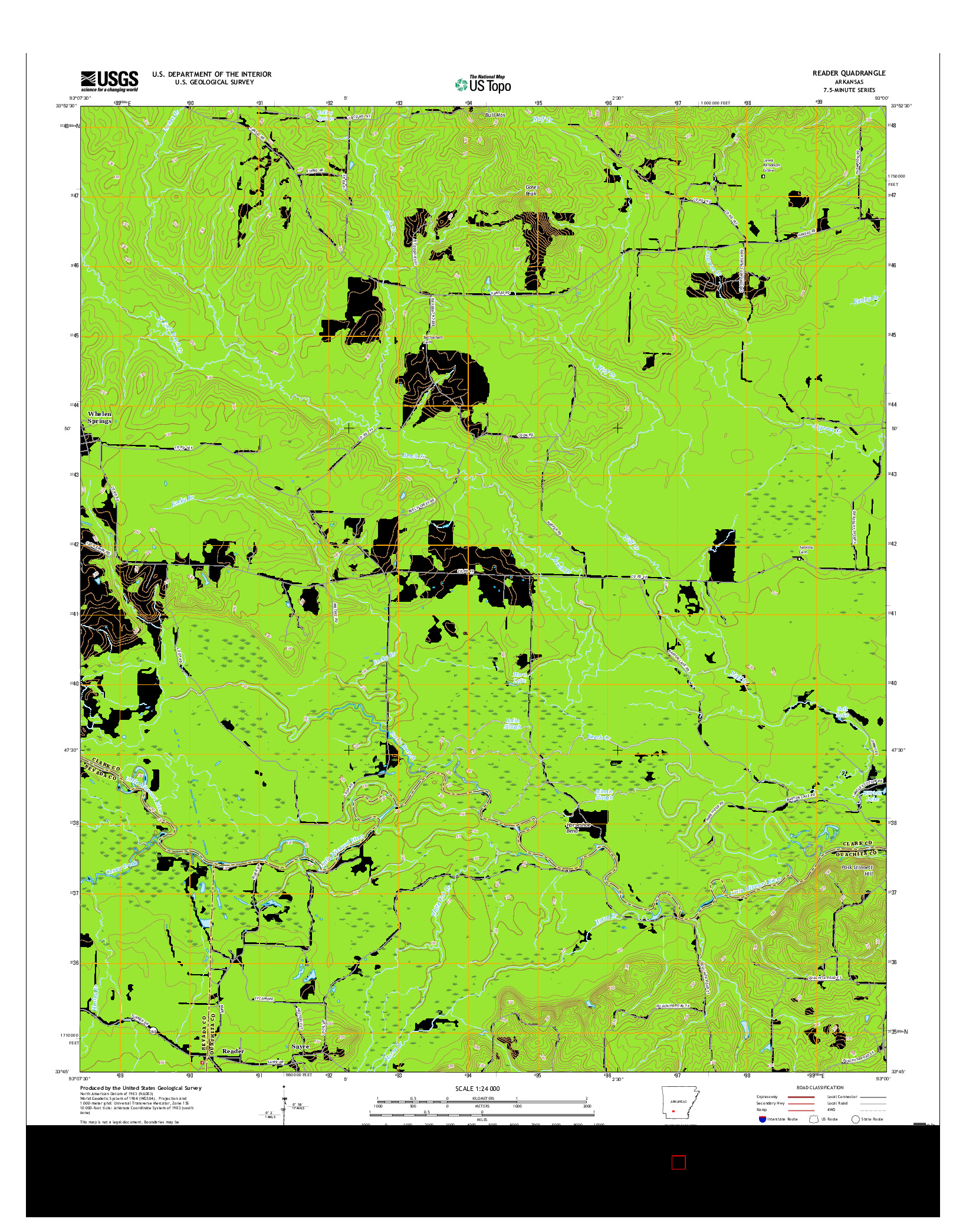 USGS US TOPO 7.5-MINUTE MAP FOR READER, AR 2017