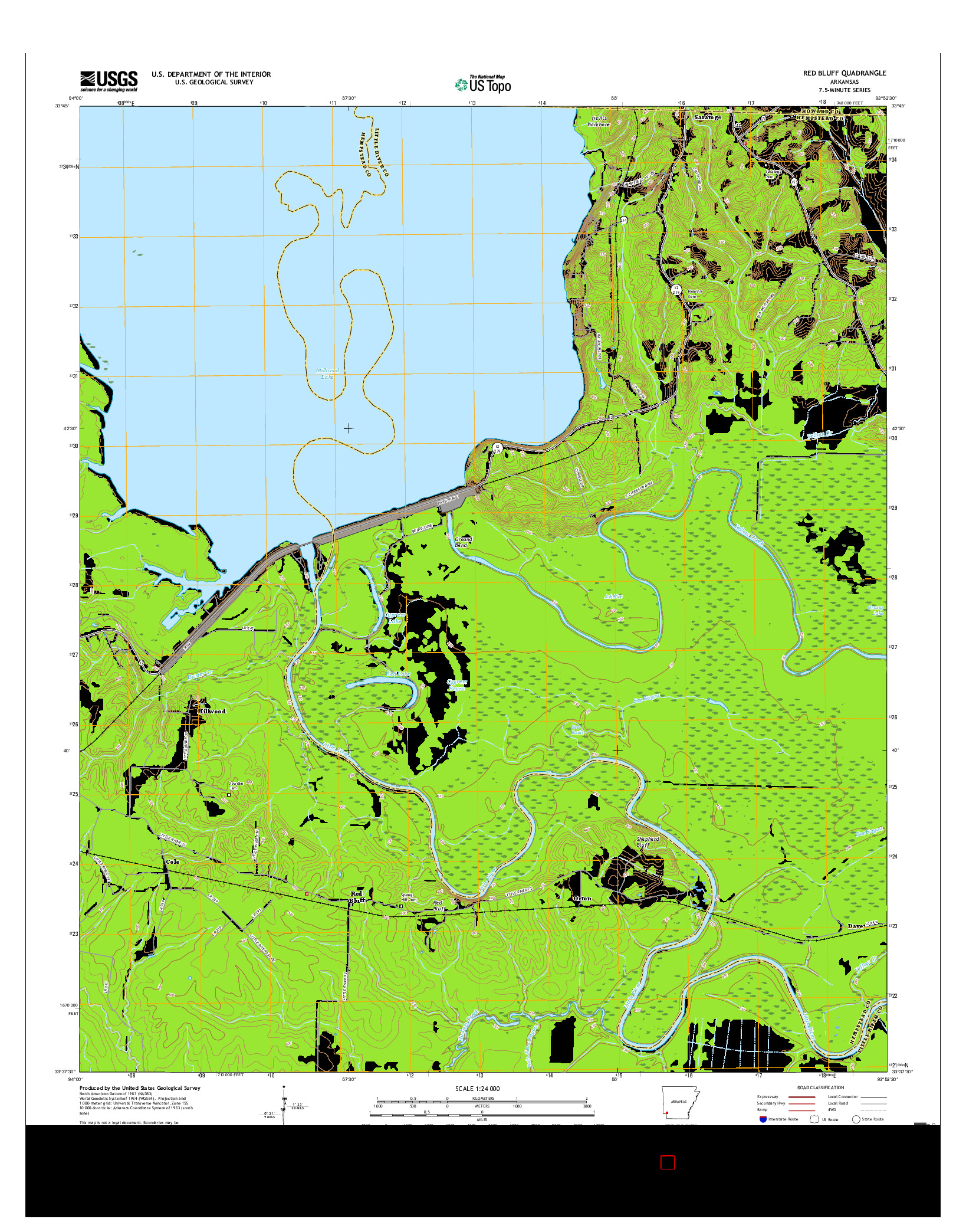 USGS US TOPO 7.5-MINUTE MAP FOR RED BLUFF, AR 2017