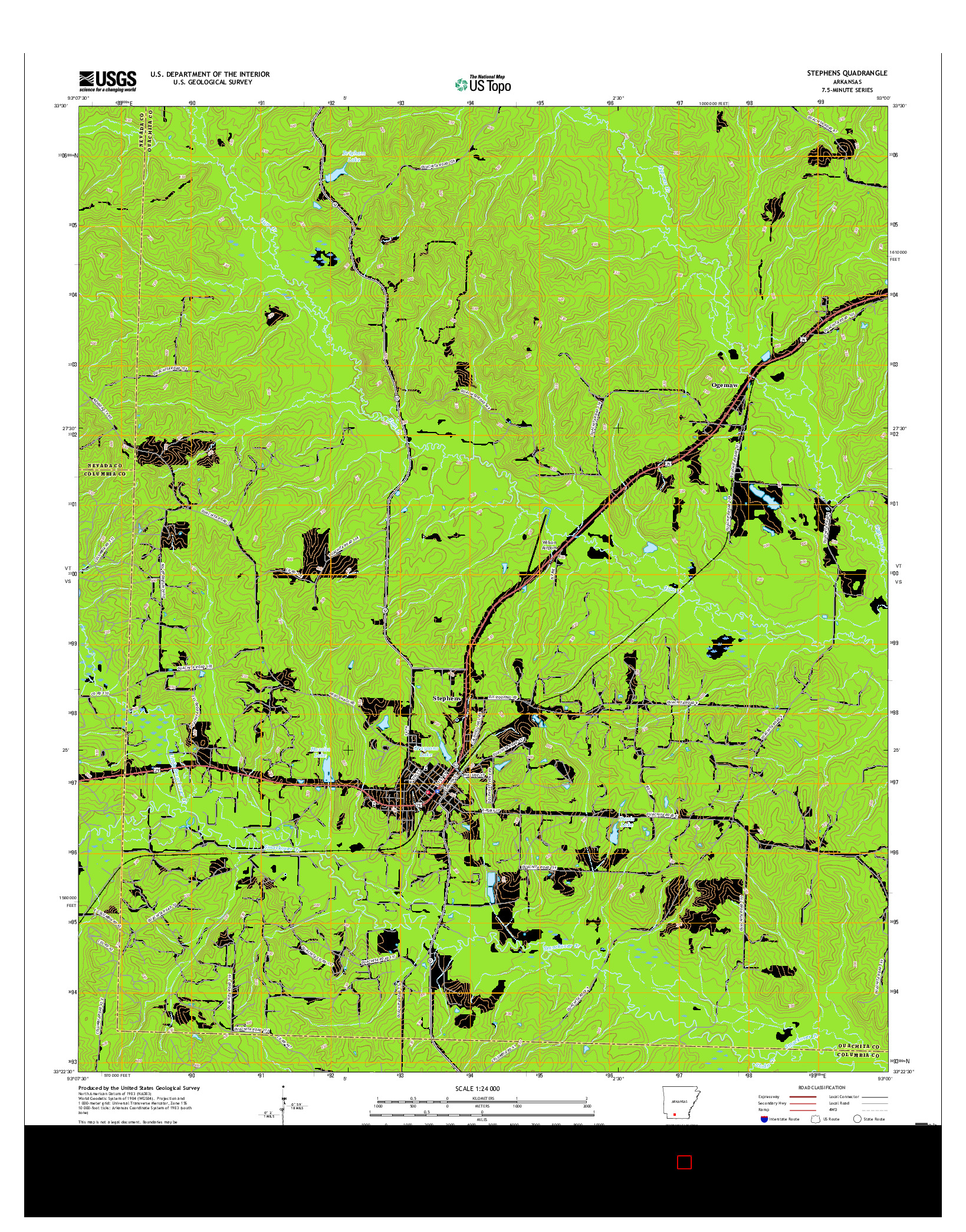 USGS US TOPO 7.5-MINUTE MAP FOR STEPHENS, AR 2017