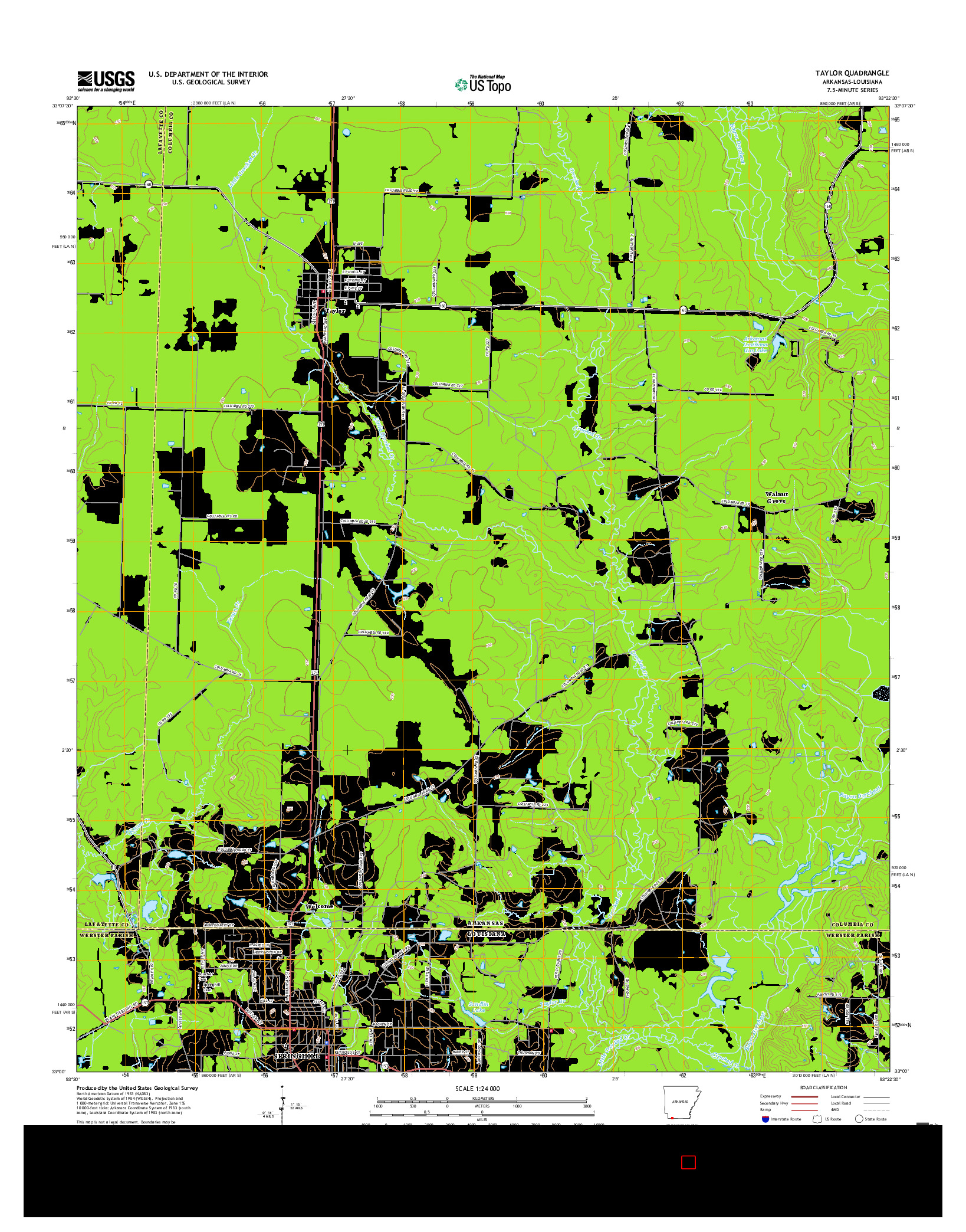 USGS US TOPO 7.5-MINUTE MAP FOR TAYLOR, AR-LA 2017