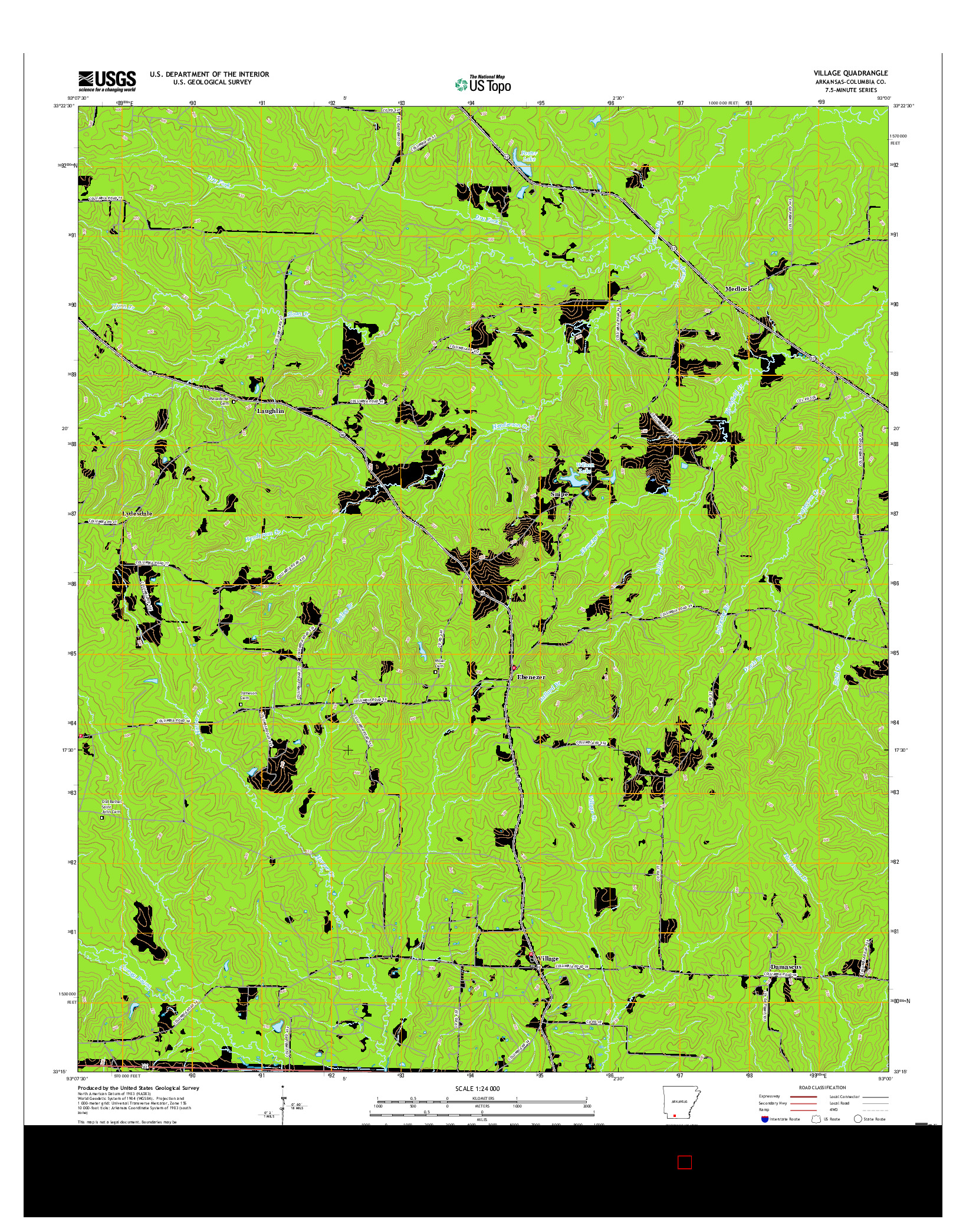 USGS US TOPO 7.5-MINUTE MAP FOR VILLAGE, AR 2017