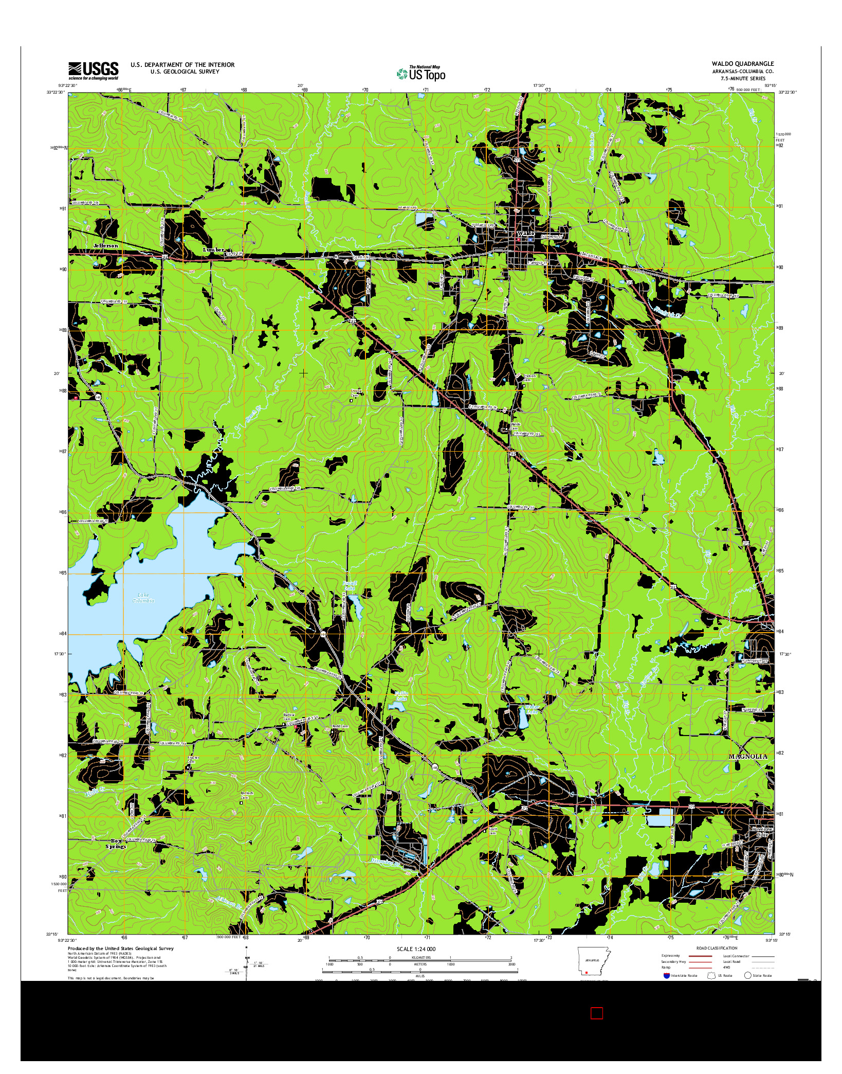 USGS US TOPO 7.5-MINUTE MAP FOR WALDO, AR 2017