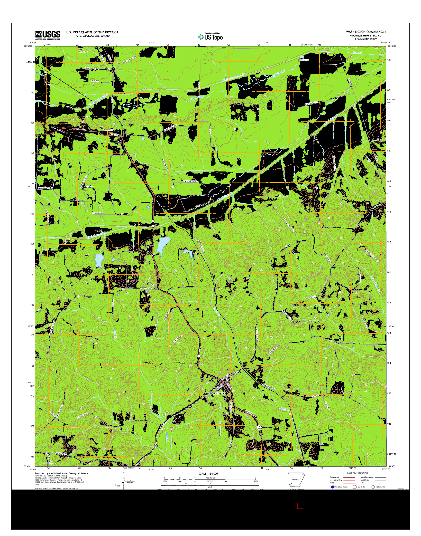 USGS US TOPO 7.5-MINUTE MAP FOR WASHINGTON, AR 2017