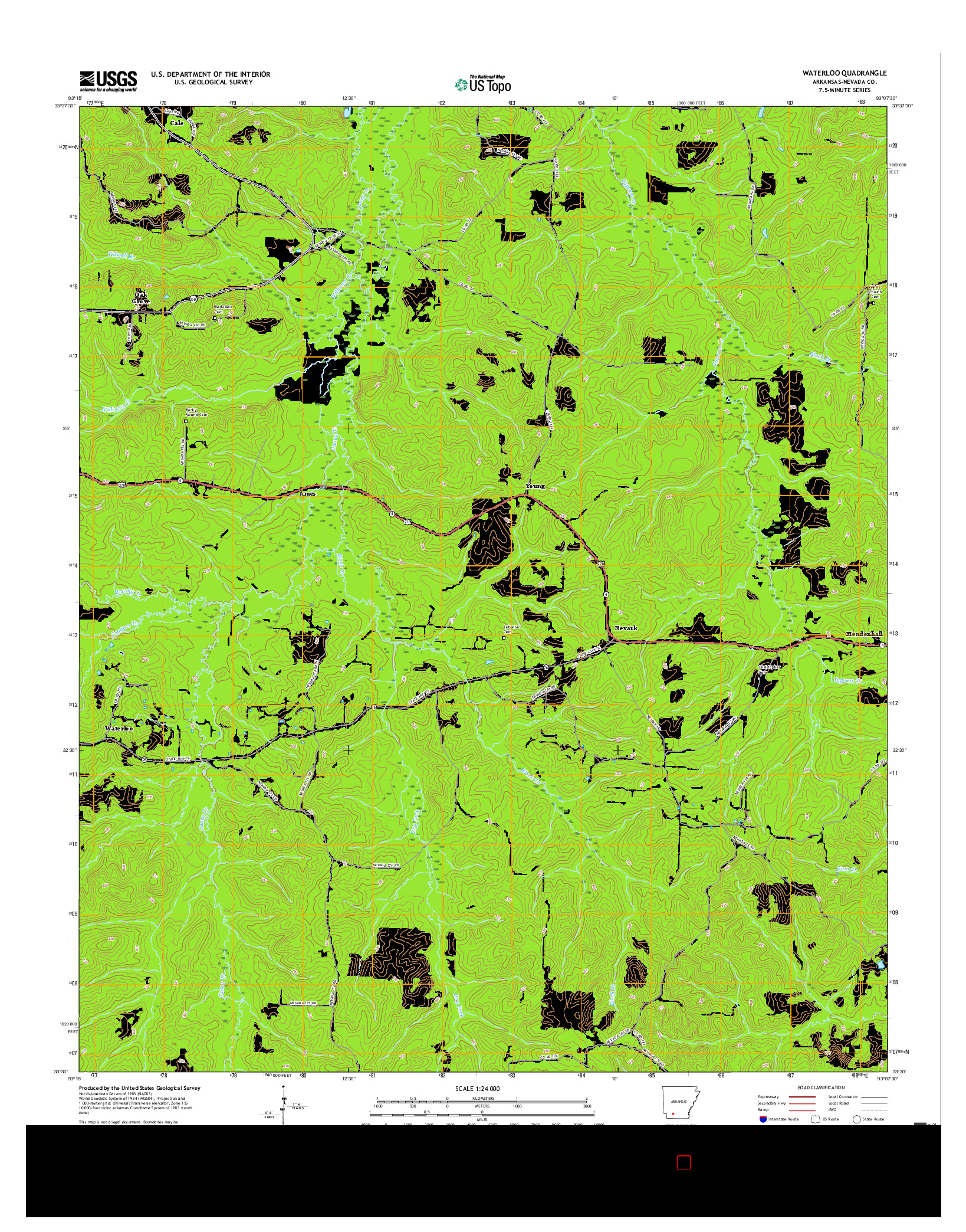 USGS US TOPO 7.5-MINUTE MAP FOR WATERLOO, AR 2017