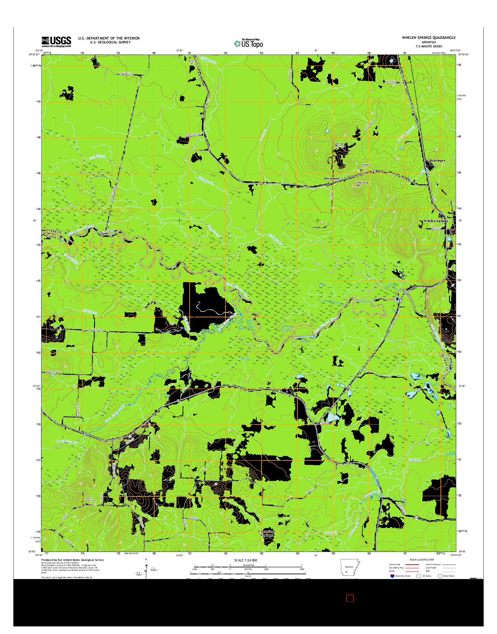 USGS US TOPO 7.5-MINUTE MAP FOR WHELEN SPRINGS, AR 2017