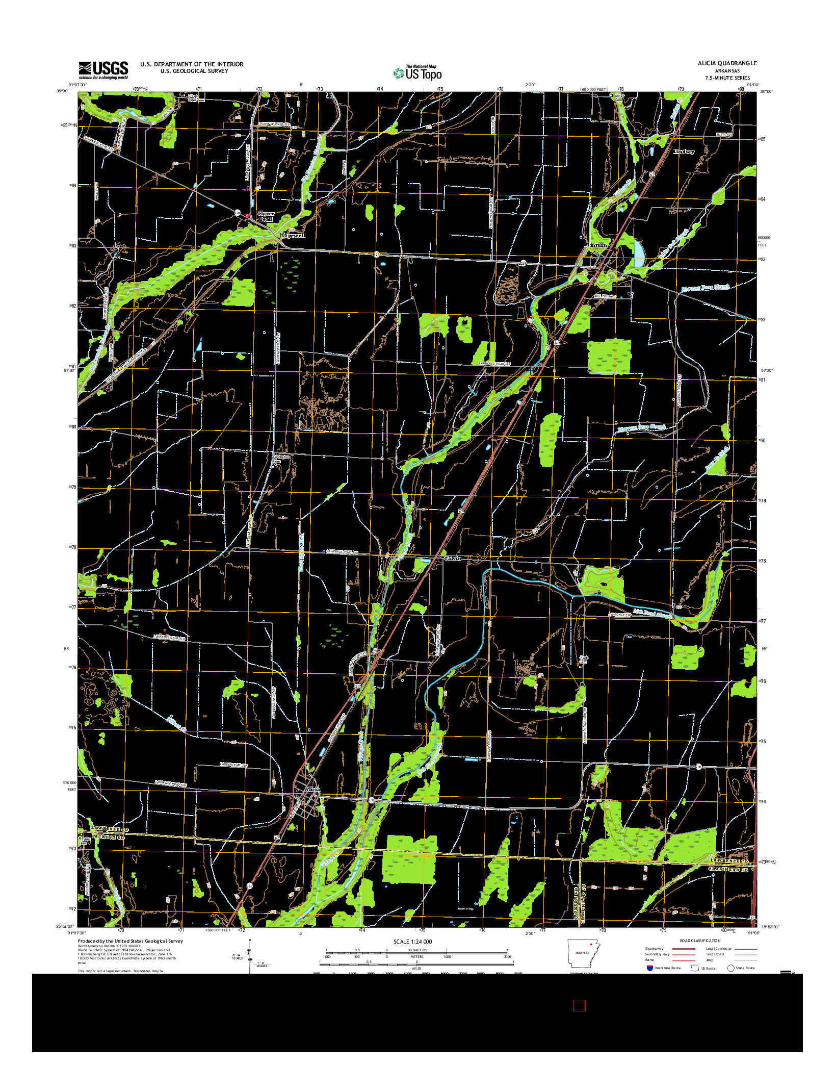 USGS US TOPO 7.5-MINUTE MAP FOR ALICIA, AR 2017