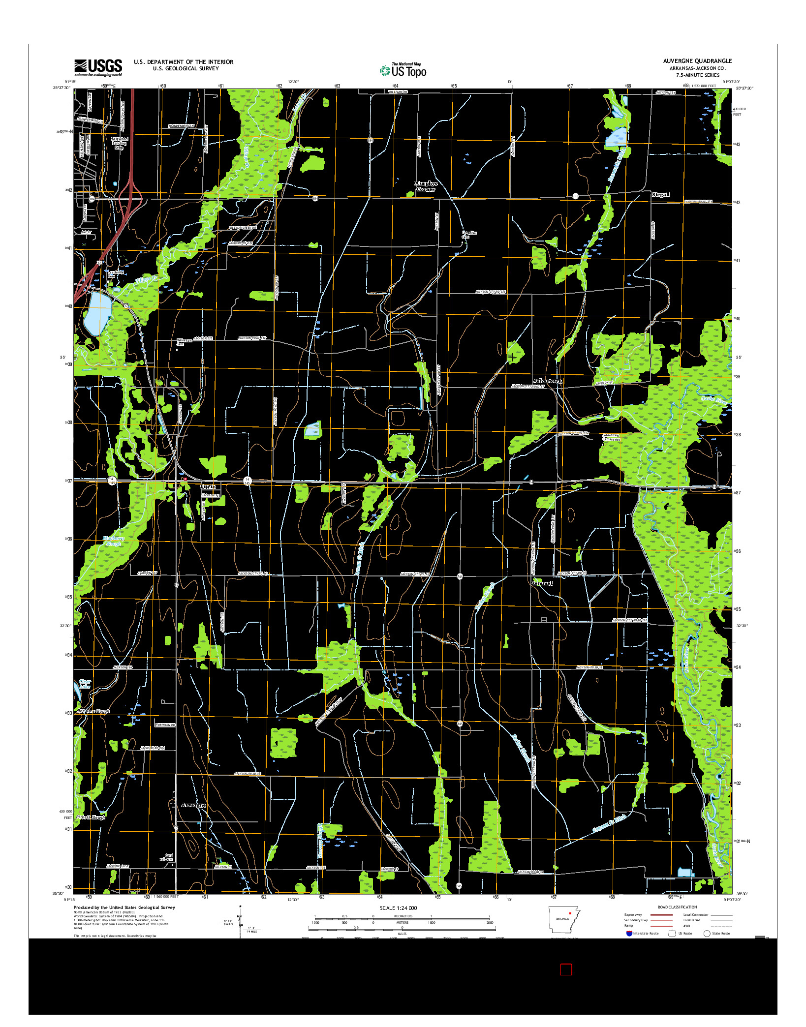 USGS US TOPO 7.5-MINUTE MAP FOR AUVERGNE, AR 2017