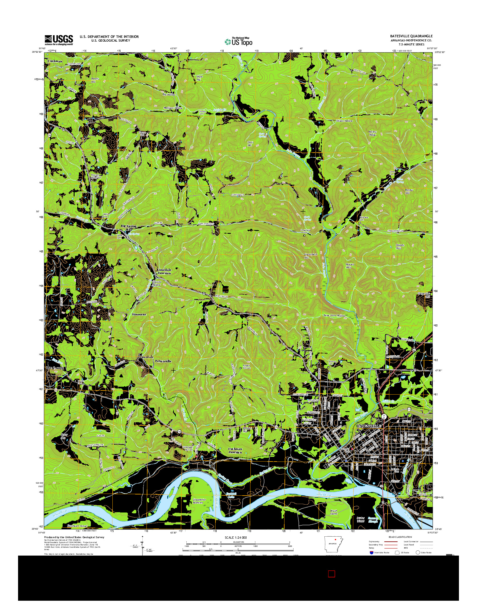 USGS US TOPO 7.5-MINUTE MAP FOR BATESVILLE, AR 2017