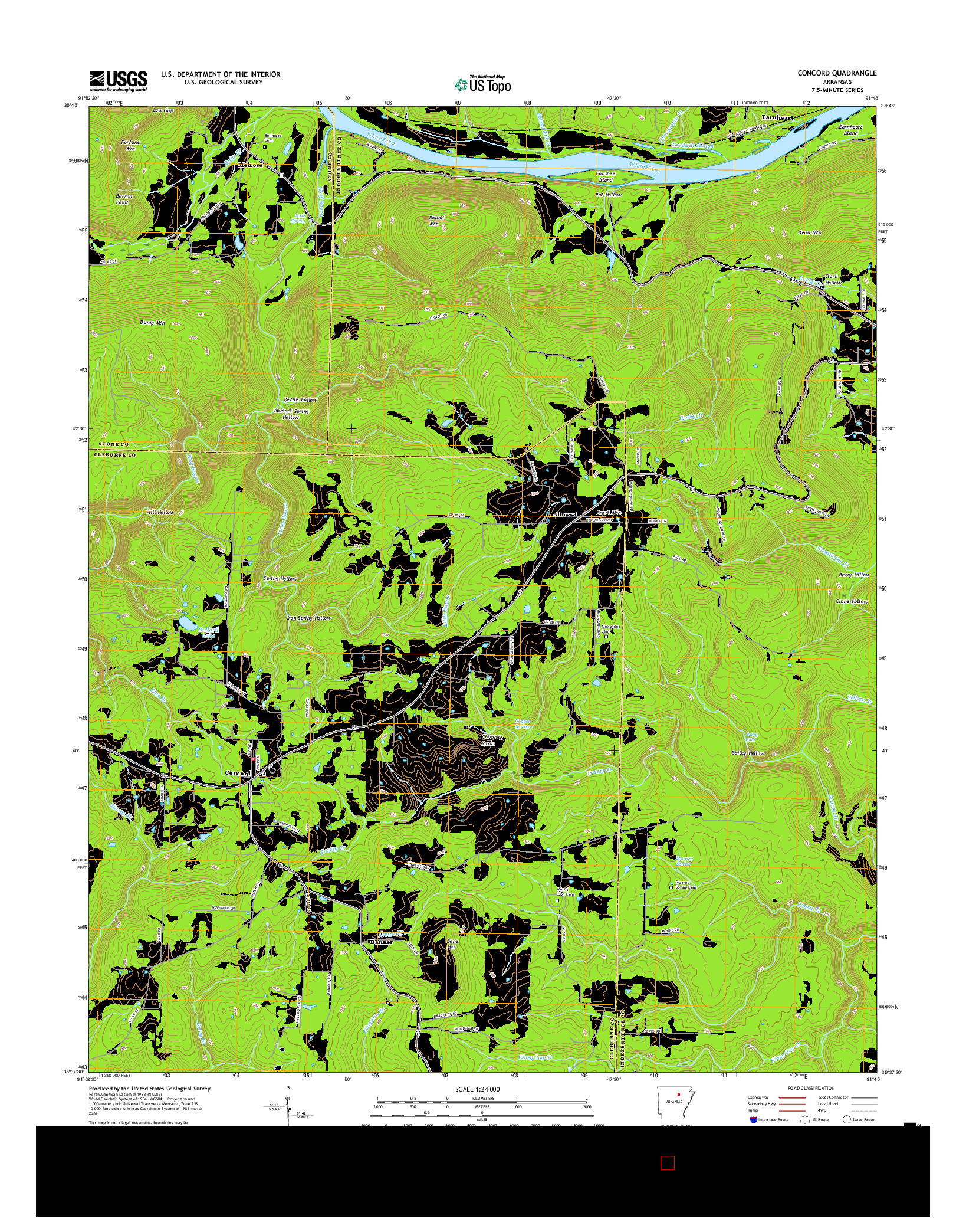 USGS US TOPO 7.5-MINUTE MAP FOR CONCORD, AR 2017