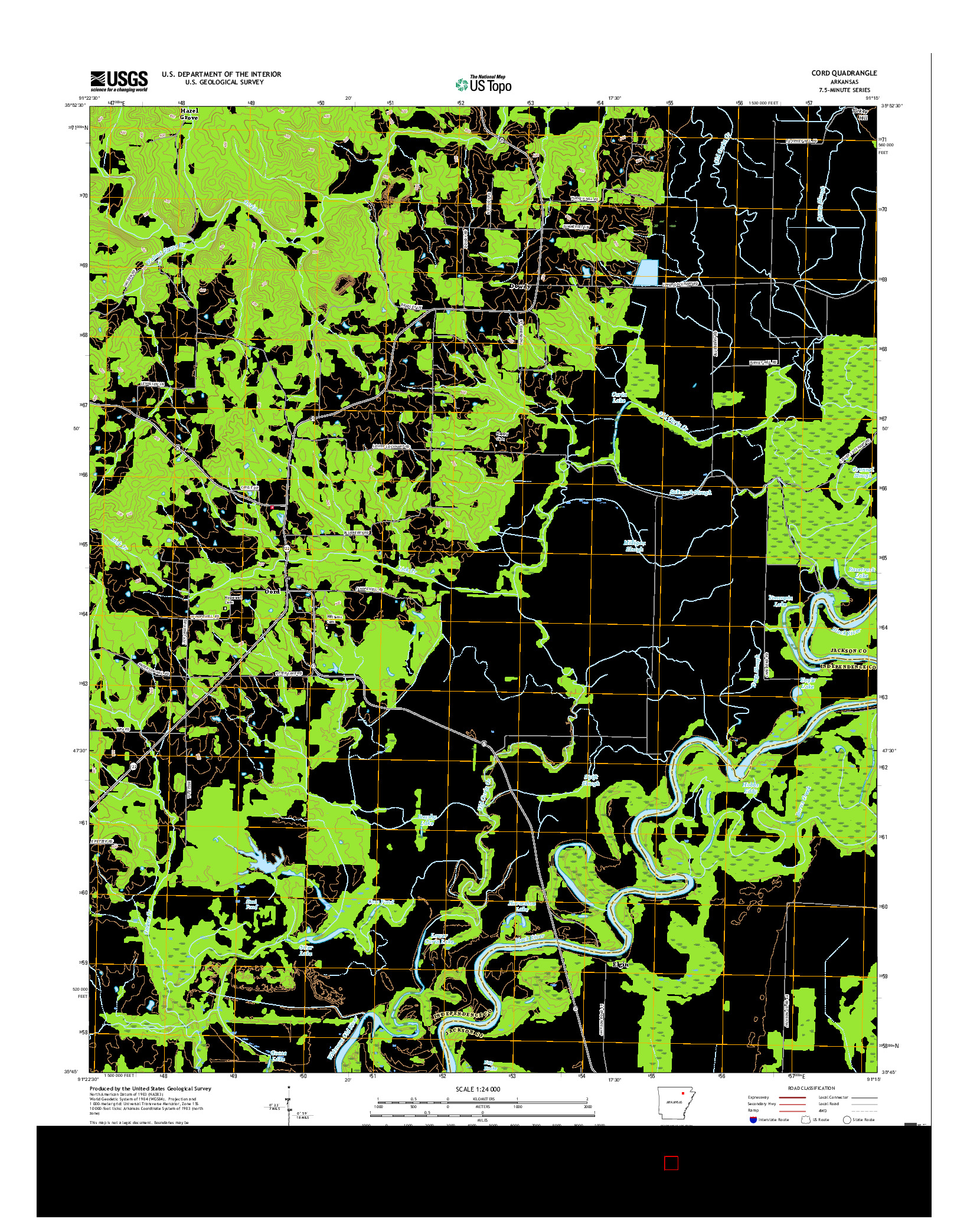 USGS US TOPO 7.5-MINUTE MAP FOR CORD, AR 2017