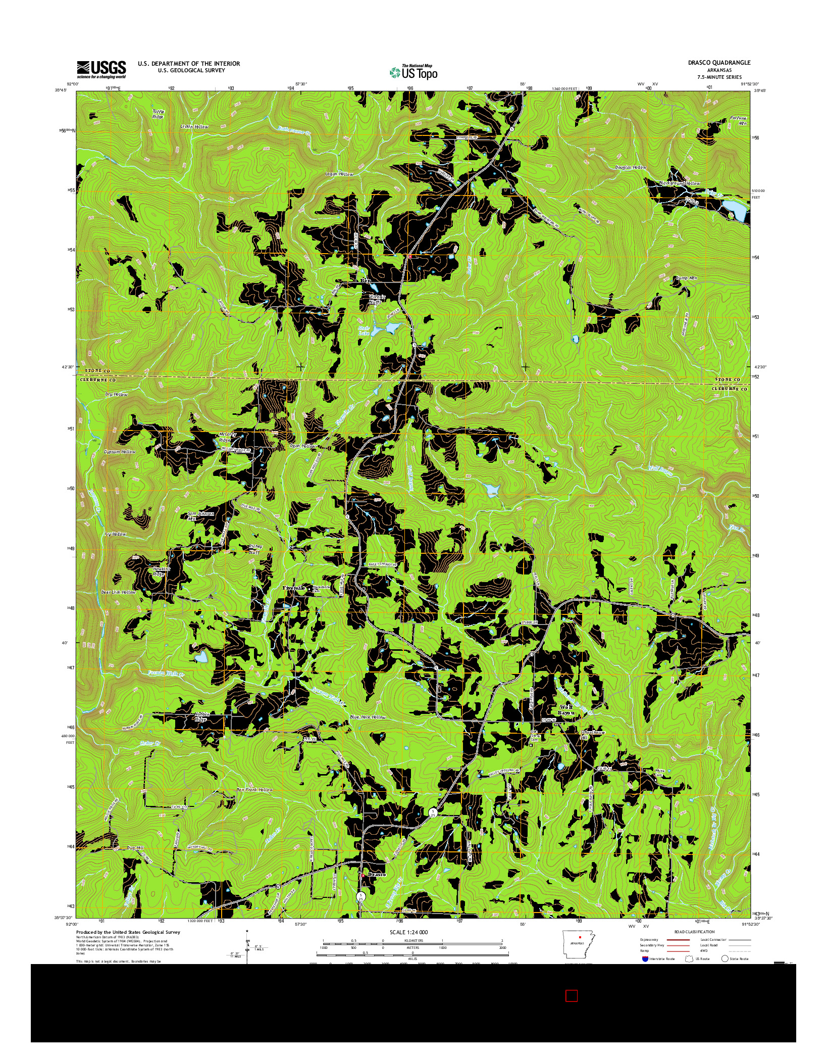 USGS US TOPO 7.5-MINUTE MAP FOR DRASCO, AR 2017