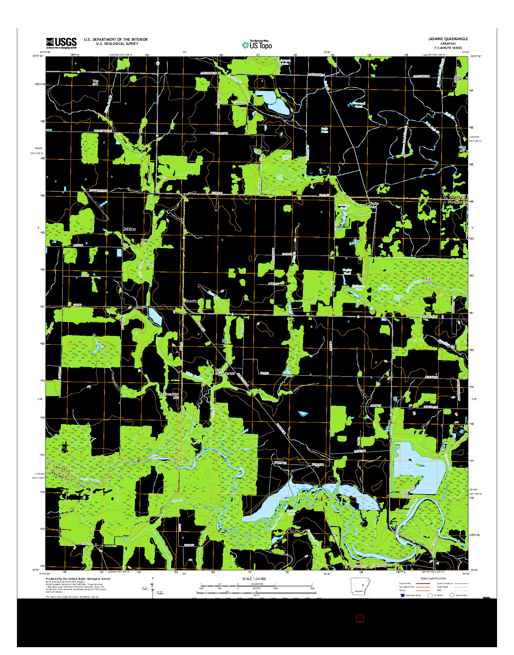 USGS US TOPO 7.5-MINUTE MAP FOR JASMINE, AR 2017