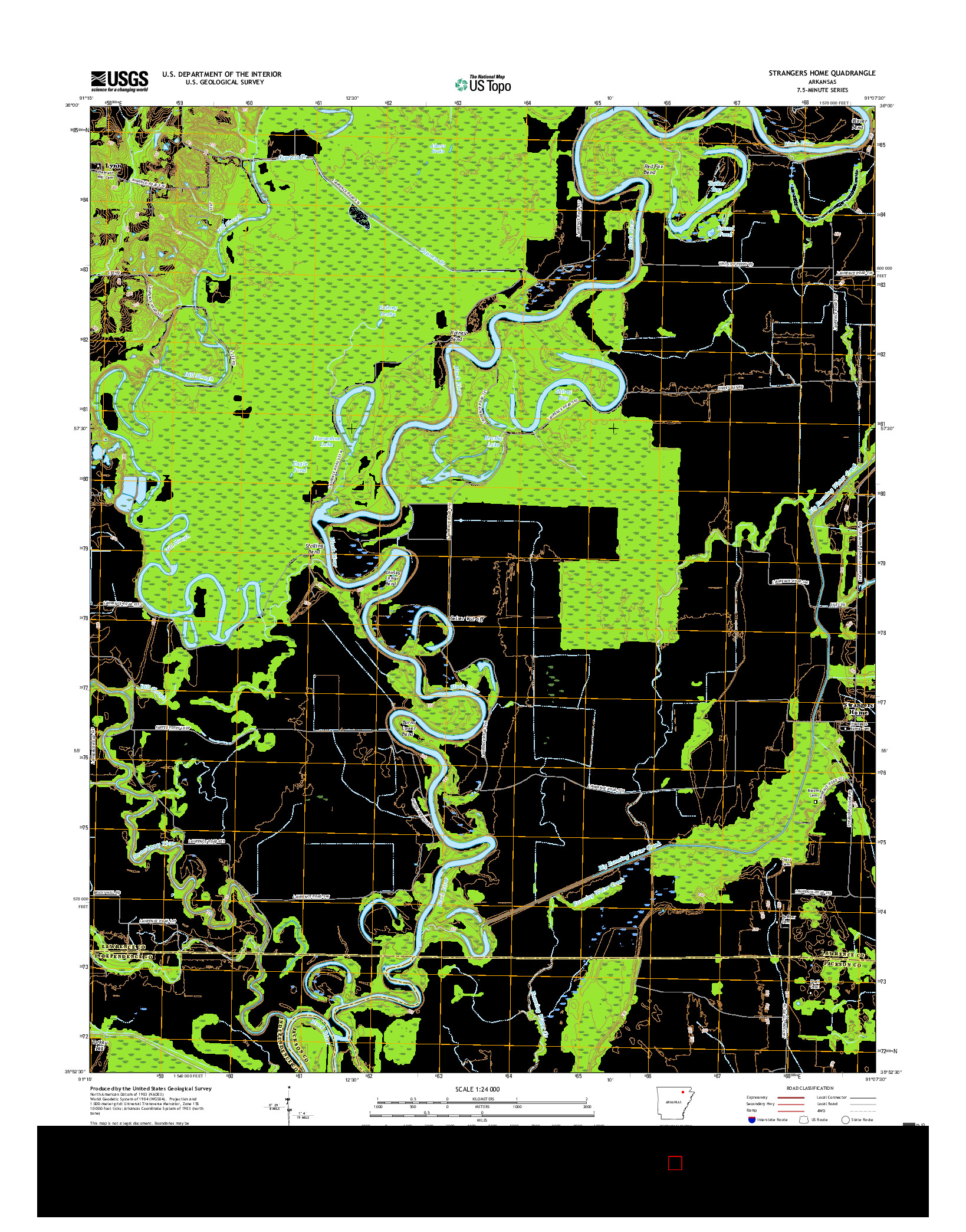 USGS US TOPO 7.5-MINUTE MAP FOR STRANGERS HOME, AR 2017