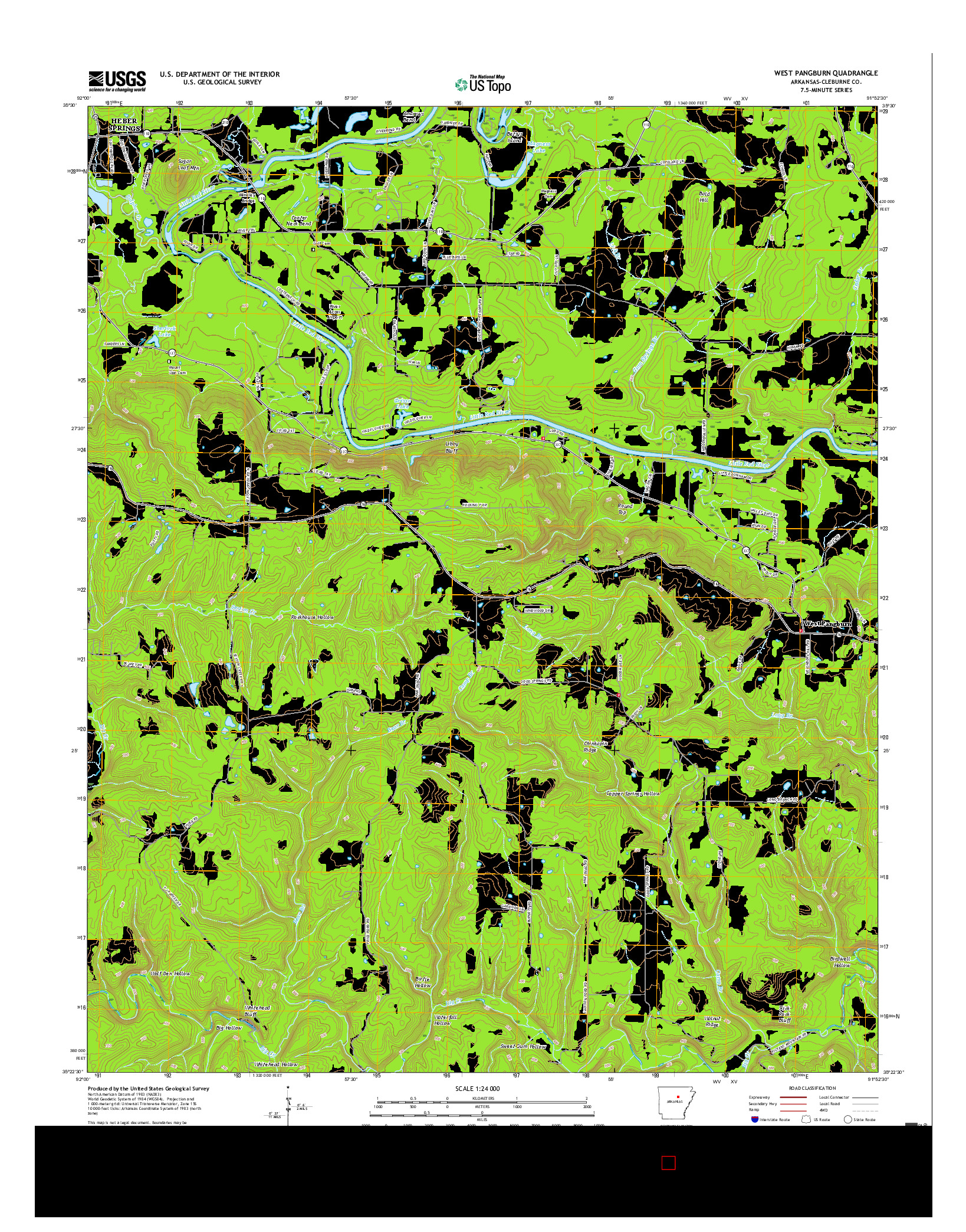 USGS US TOPO 7.5-MINUTE MAP FOR WEST PANGBURN, AR 2017