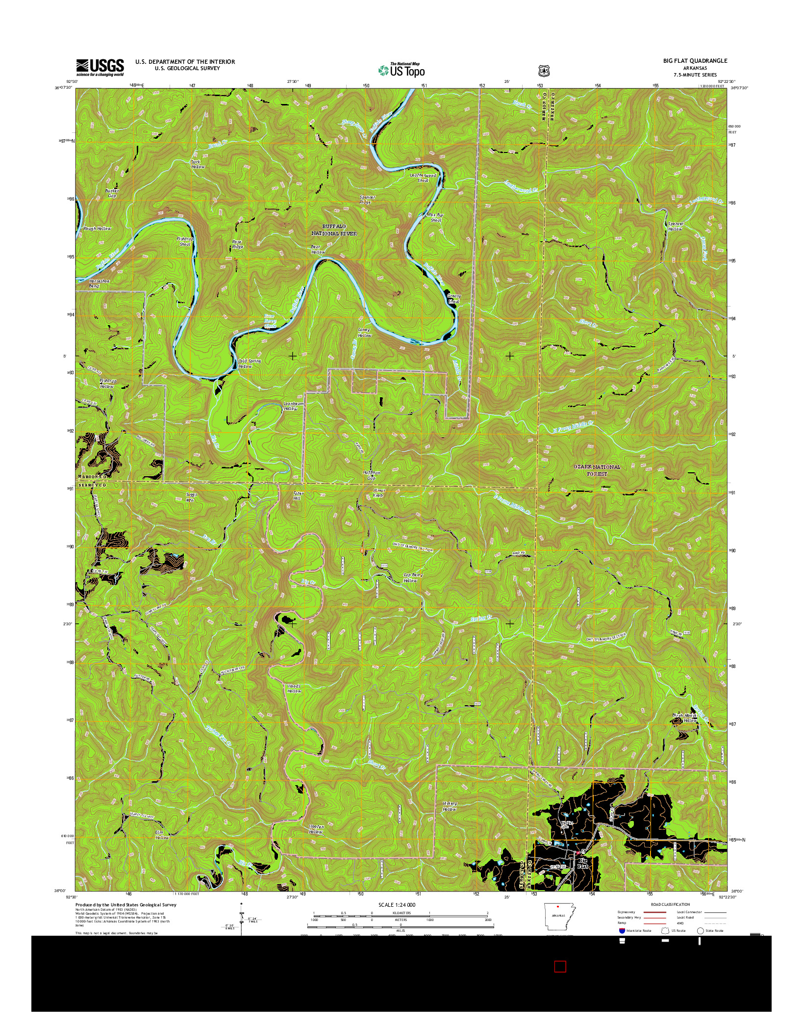 USGS US TOPO 7.5-MINUTE MAP FOR BIG FLAT, AR 2017