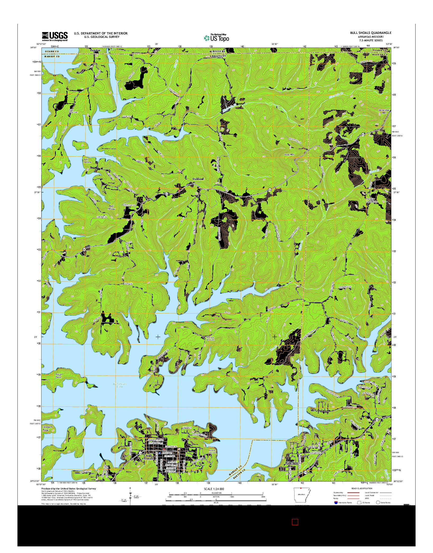USGS US TOPO 7.5-MINUTE MAP FOR BULL SHOALS, AR-MO 2017