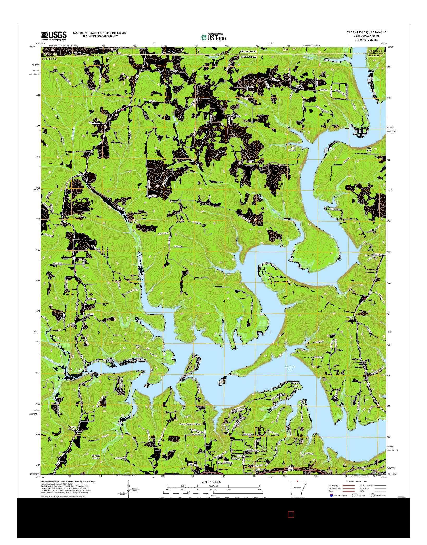 USGS US TOPO 7.5-MINUTE MAP FOR CLARKRIDGE, AR-MO 2017