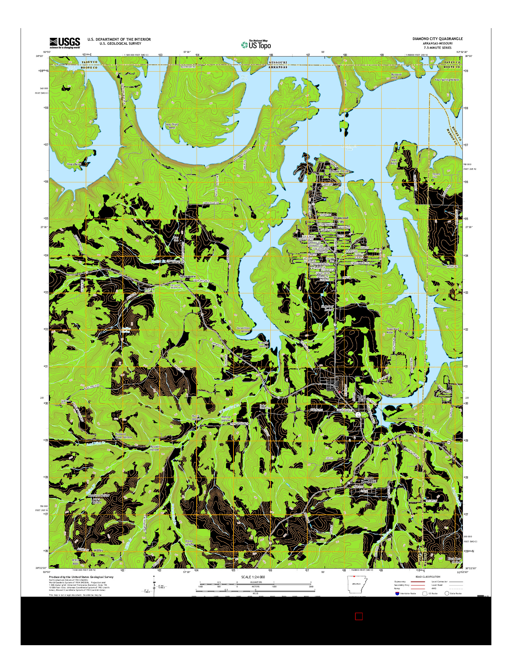 USGS US TOPO 7.5-MINUTE MAP FOR DIAMOND CITY, AR-MO 2017