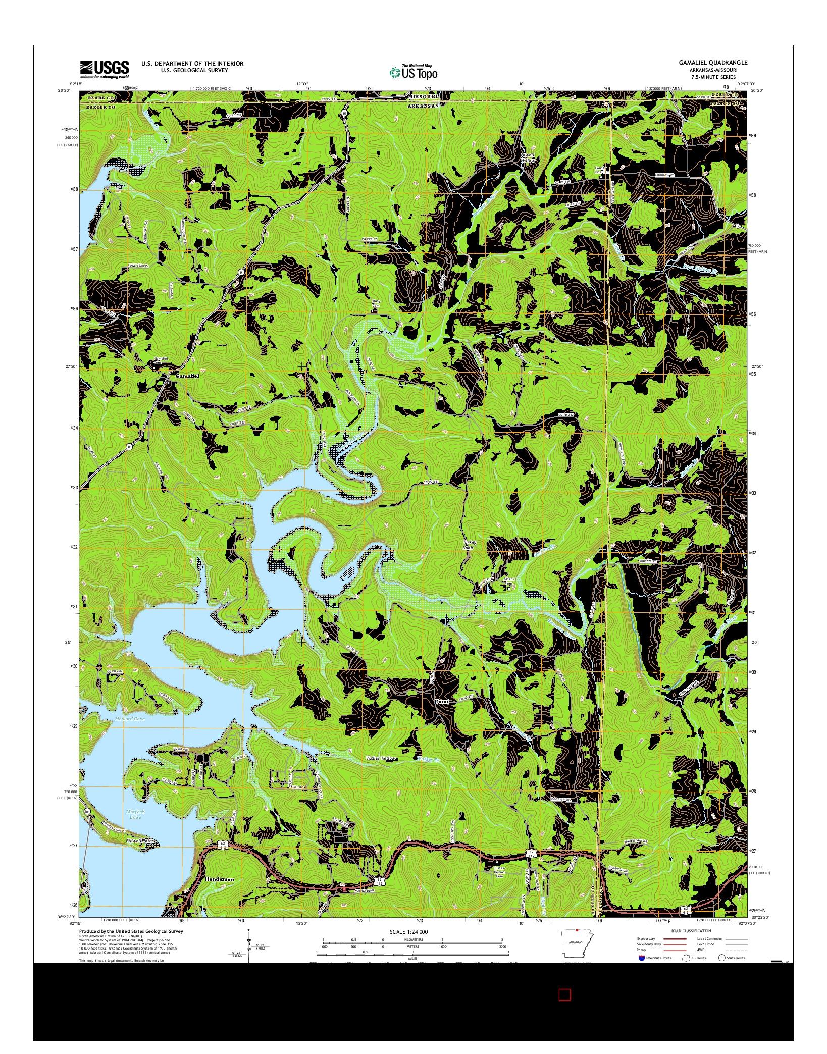 USGS US TOPO 7.5-MINUTE MAP FOR GAMALIEL, AR-MO 2017