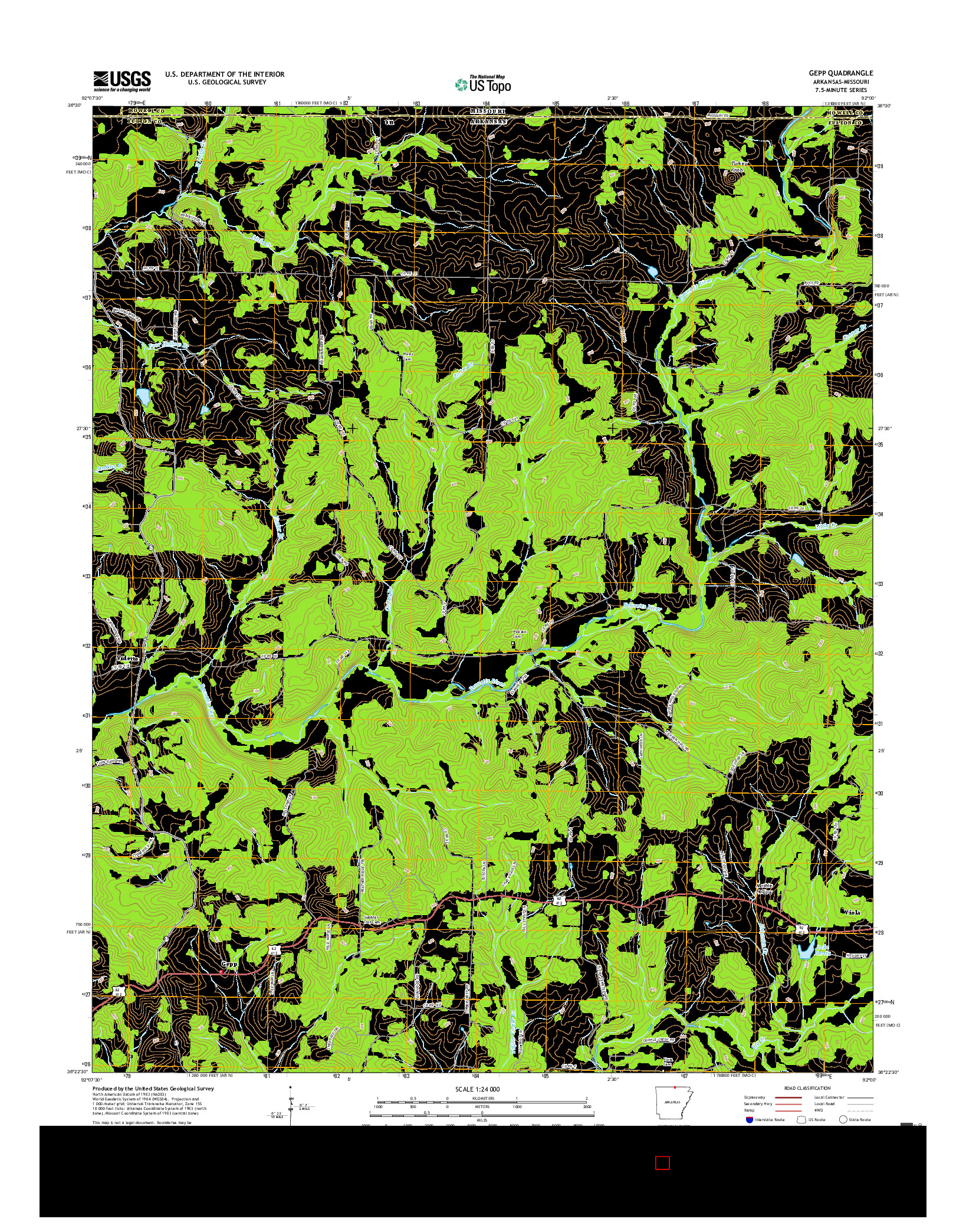 USGS US TOPO 7.5-MINUTE MAP FOR GEPP, AR-MO 2017