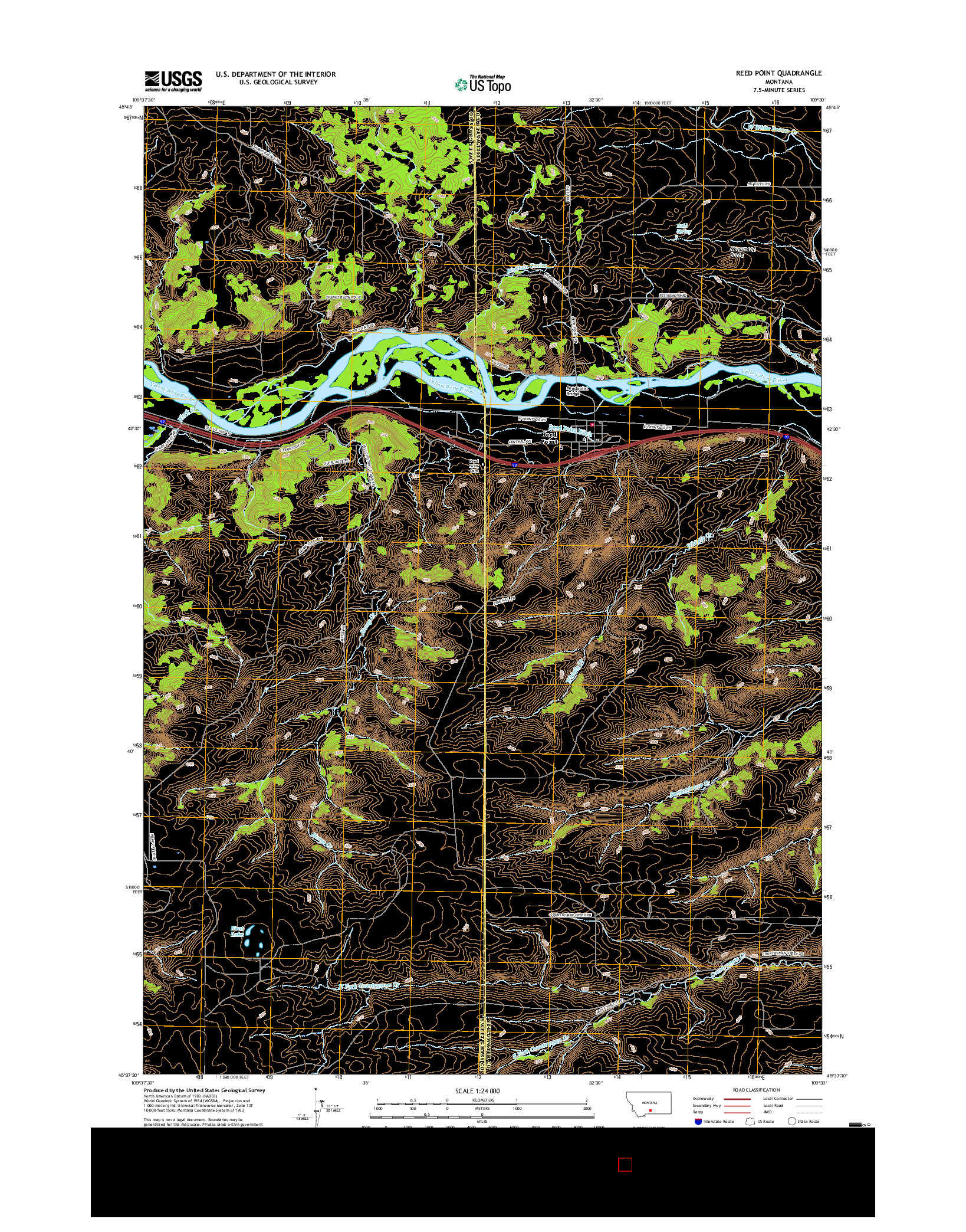 USGS US TOPO 7.5-MINUTE MAP FOR REED POINT, MT 2017