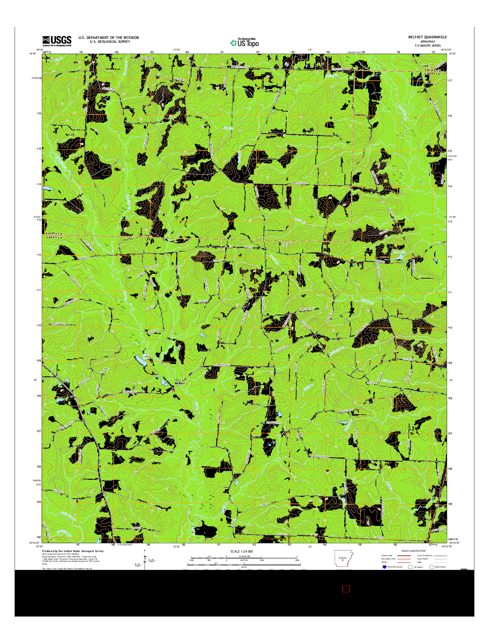 USGS US TOPO 7.5-MINUTE MAP FOR BELFAST, AR 2017