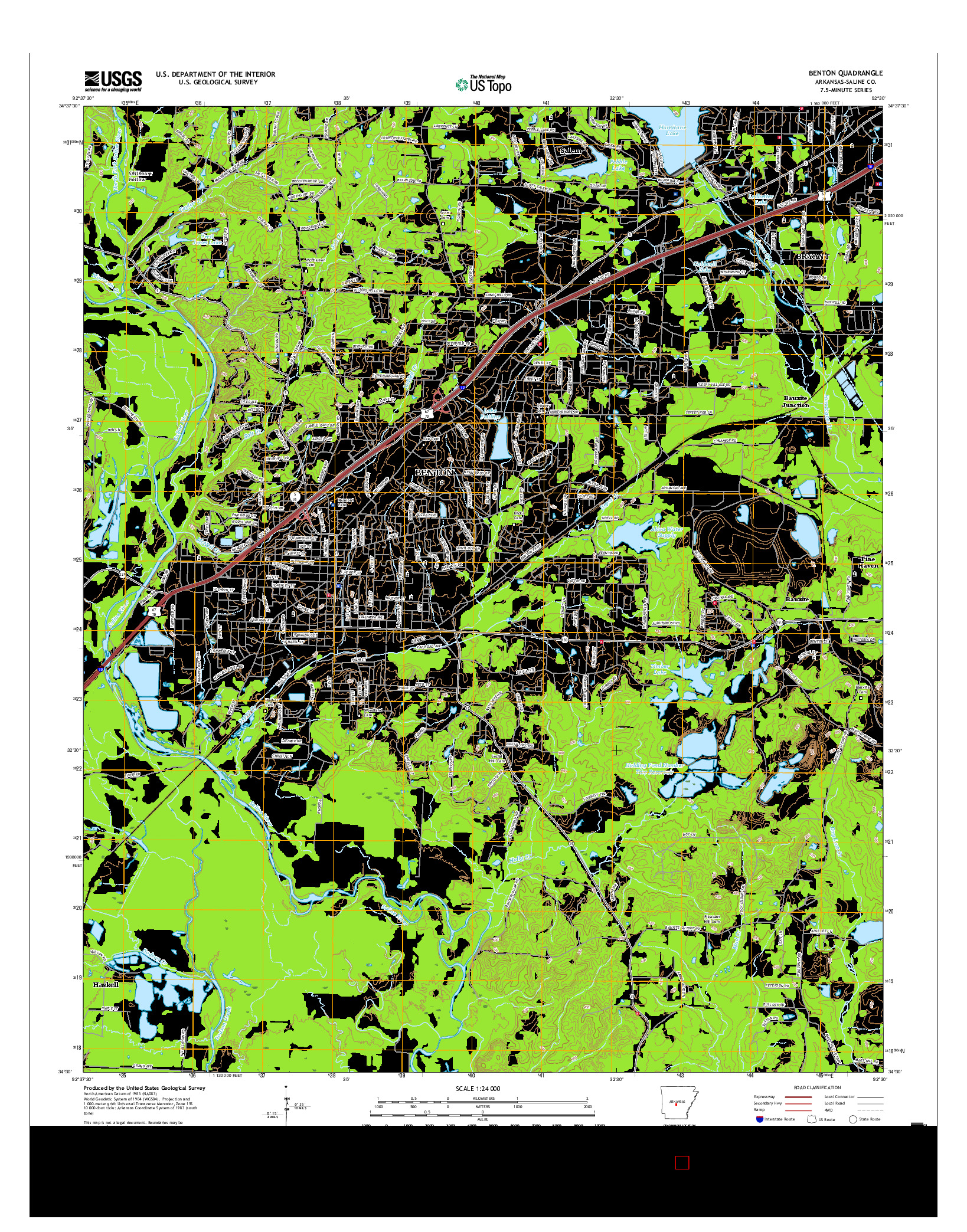 USGS US TOPO 7.5-MINUTE MAP FOR BENTON, AR 2017