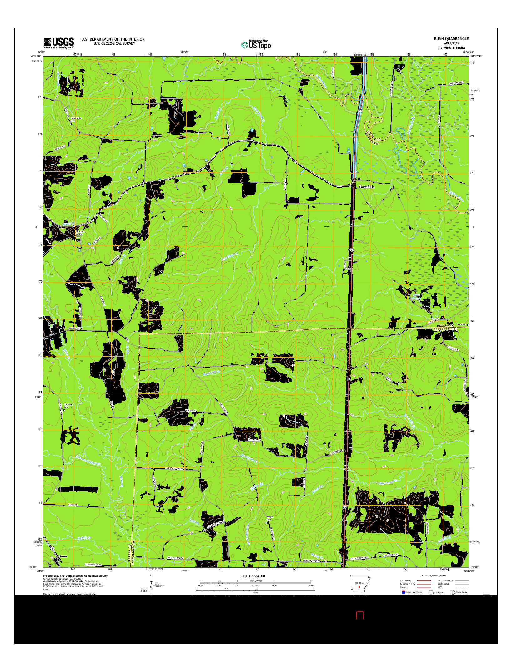 USGS US TOPO 7.5-MINUTE MAP FOR BUNN, AR 2017