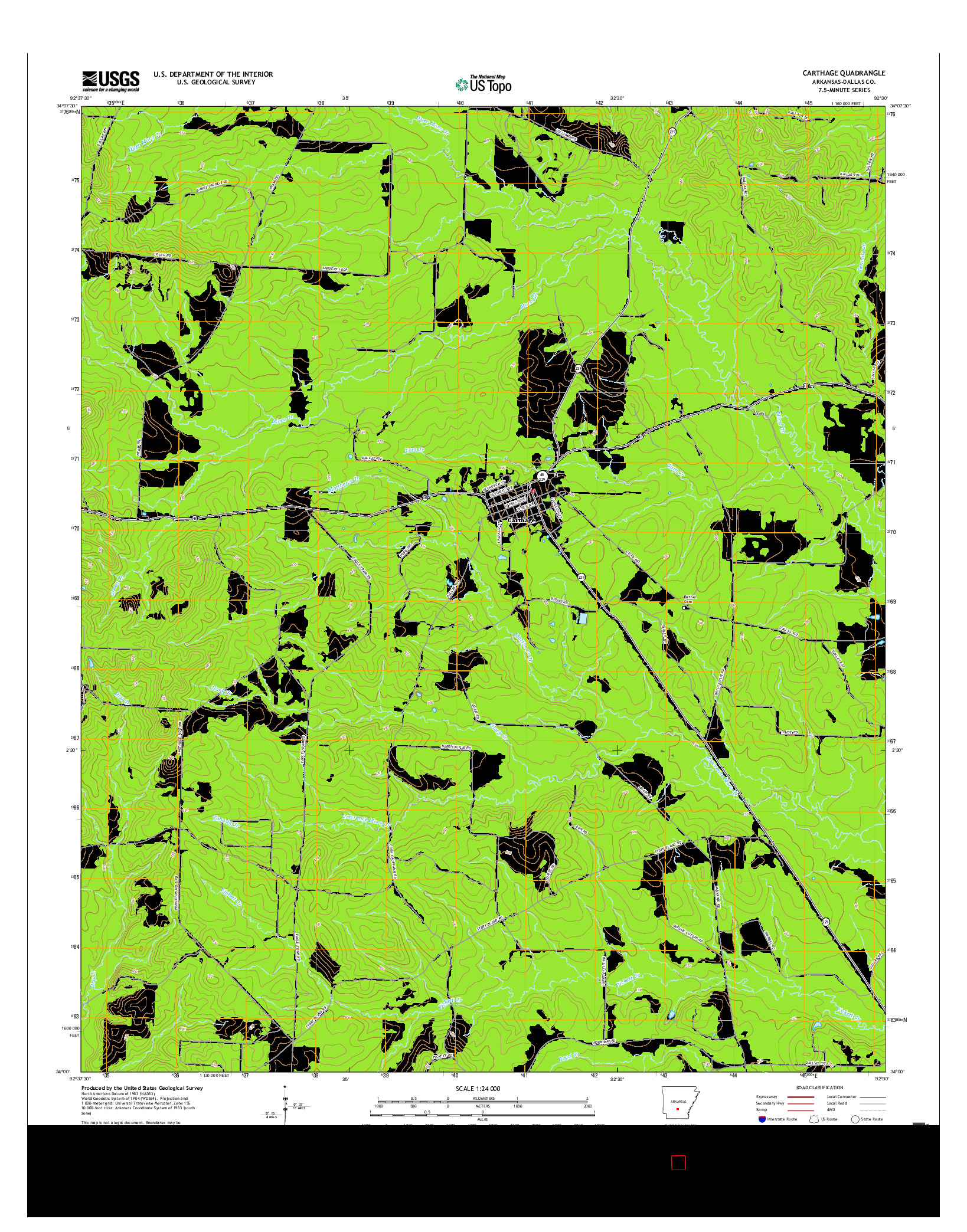 USGS US TOPO 7.5-MINUTE MAP FOR CARTHAGE, AR 2017