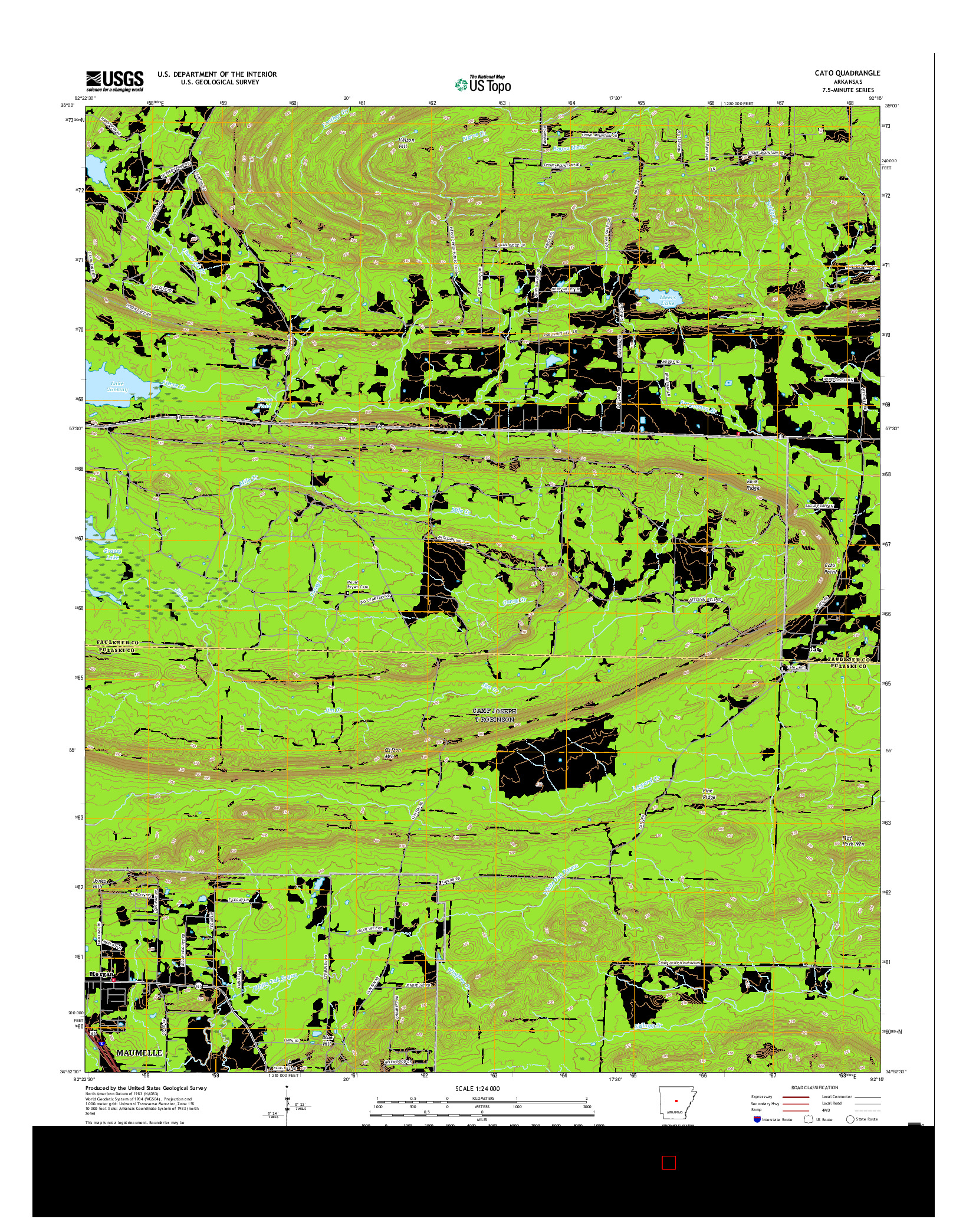 USGS US TOPO 7.5-MINUTE MAP FOR CATO, AR 2017