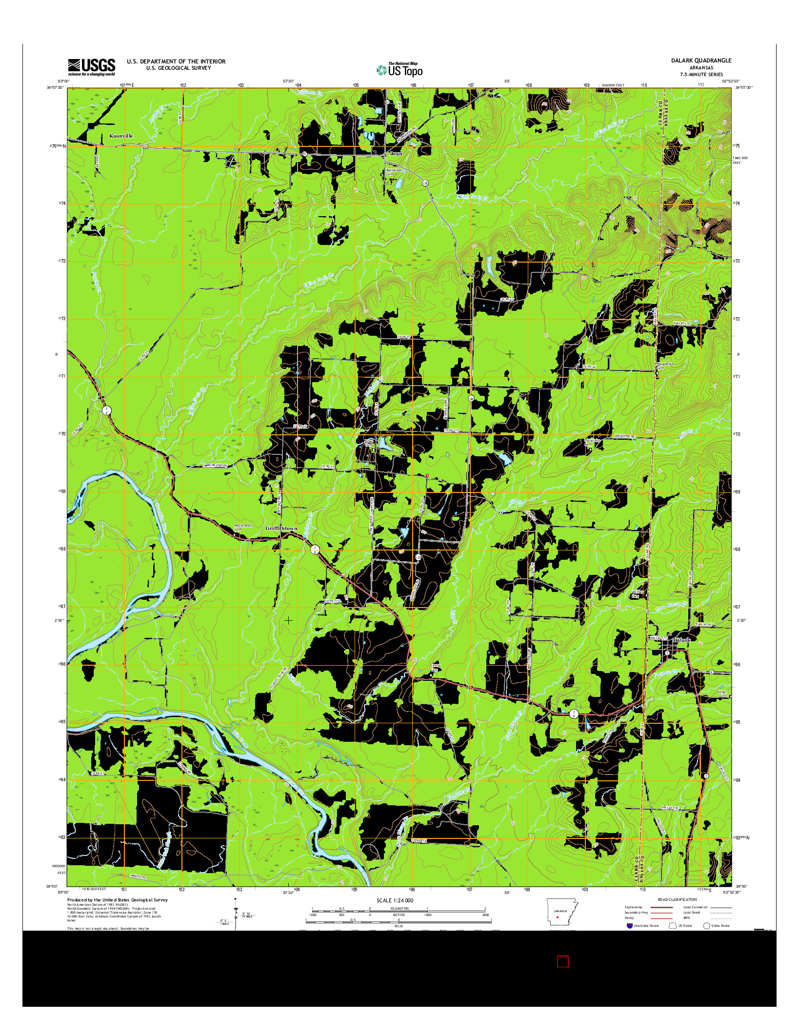 USGS US TOPO 7.5-MINUTE MAP FOR DALARK, AR 2017